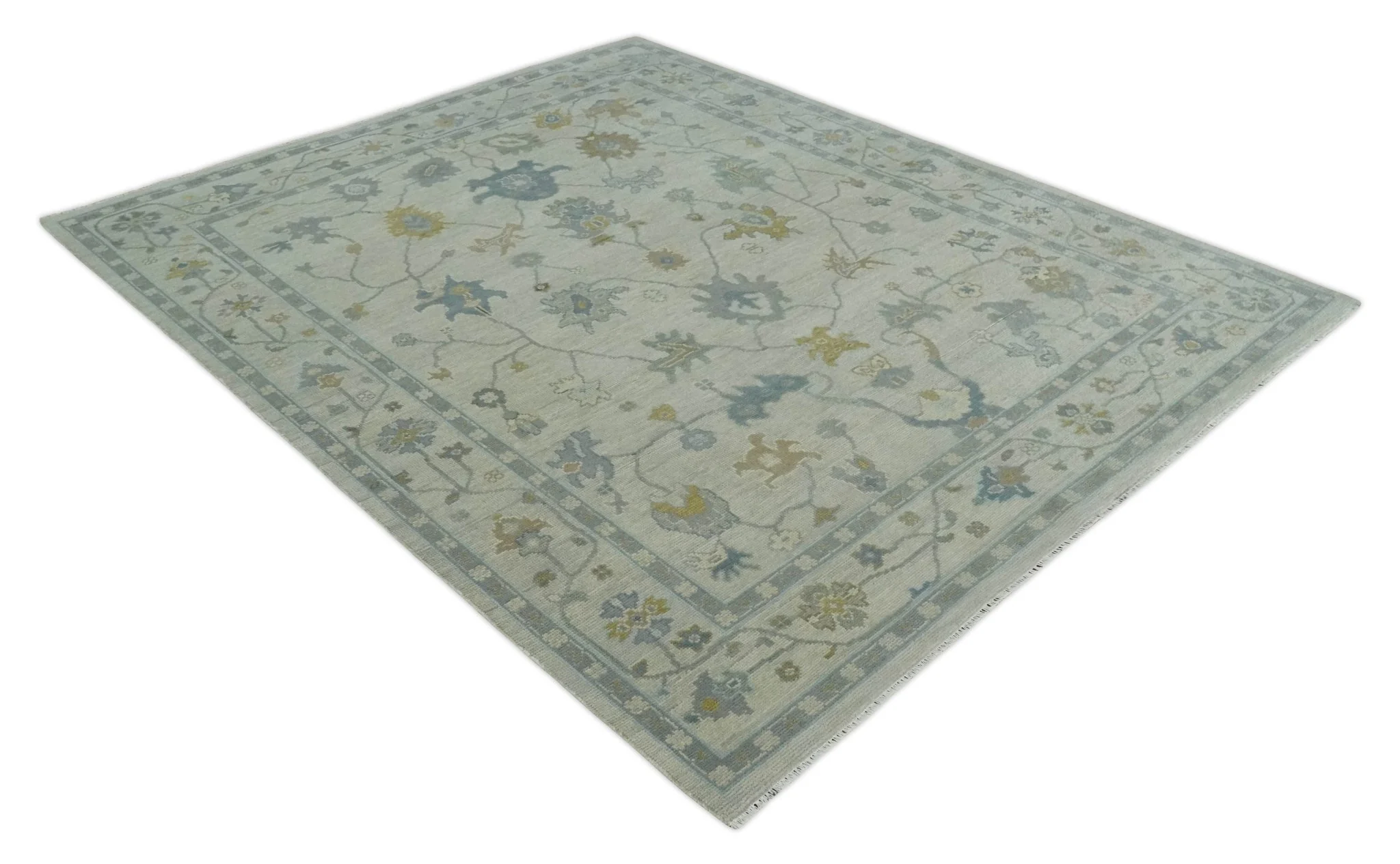 Antique Silver Hand knotted Traditional Multi Size Oushak Wool area Rug - Image 9