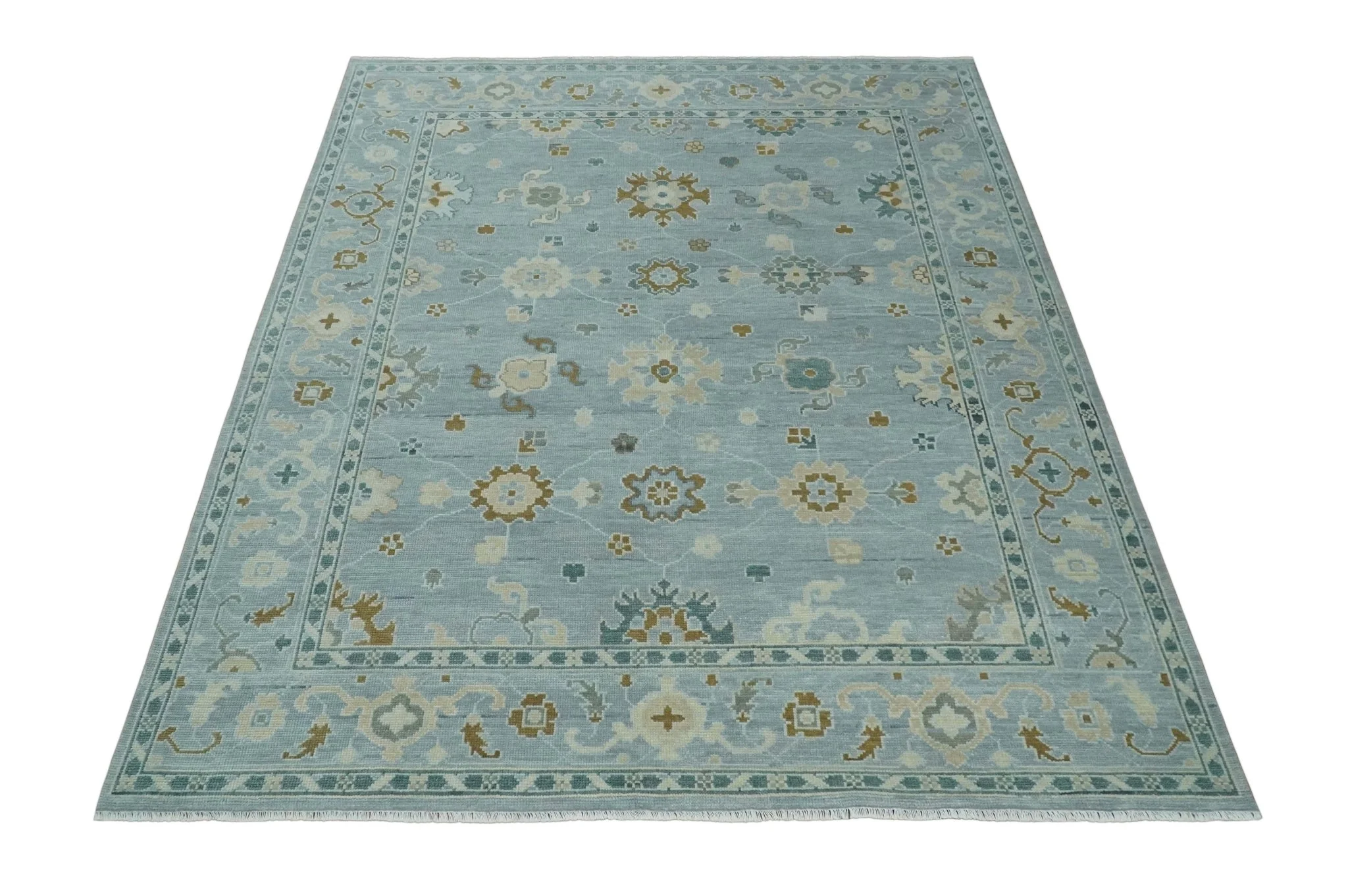Antique Silver Multi Size Hand Knotted Turkish Style Oushak Traditional Area Rug, Living Room Rug - Image 10