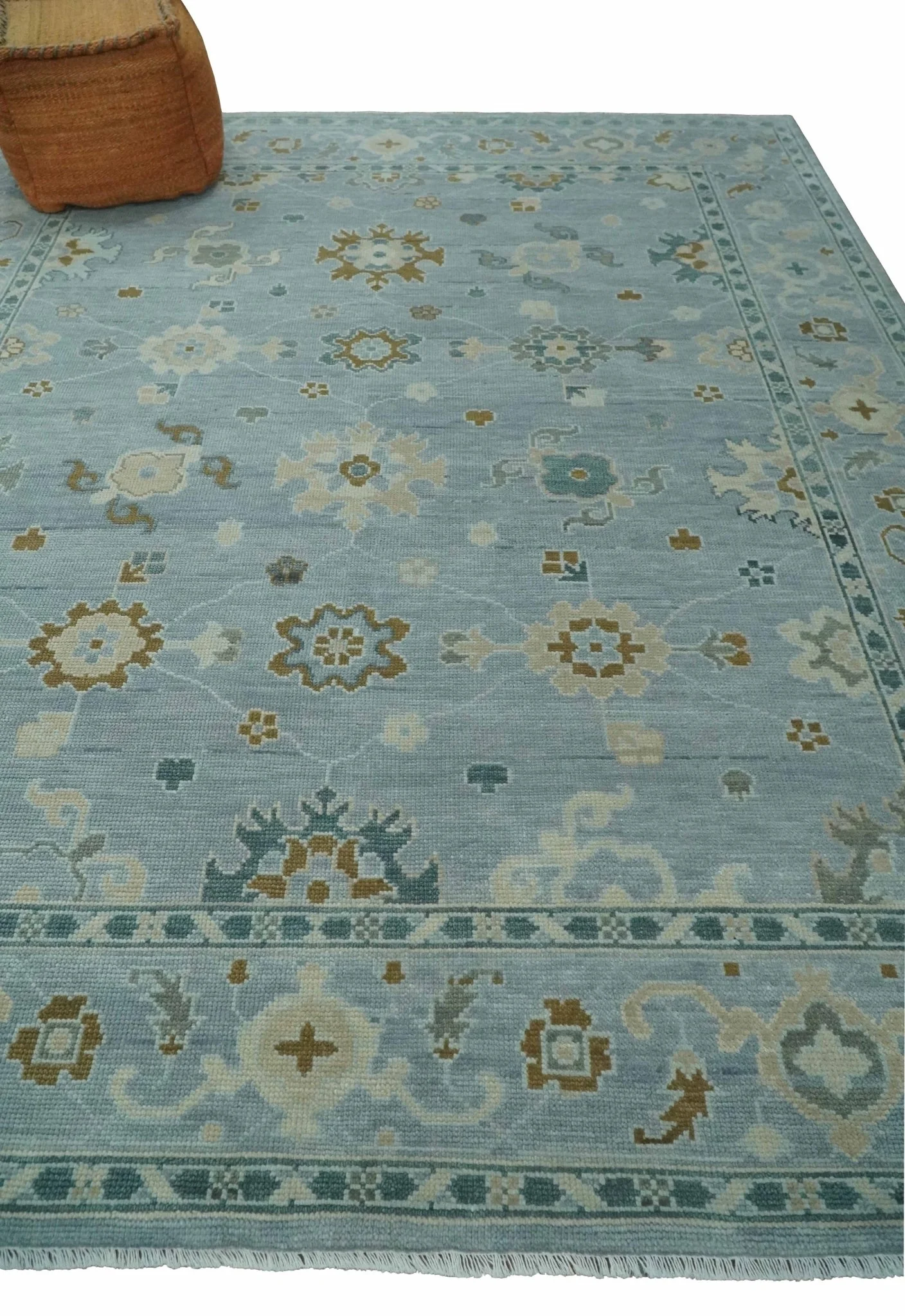 Antique Silver Multi Size Hand Knotted Turkish Style Oushak Traditional Area Rug, Living Room Rug - Image 3