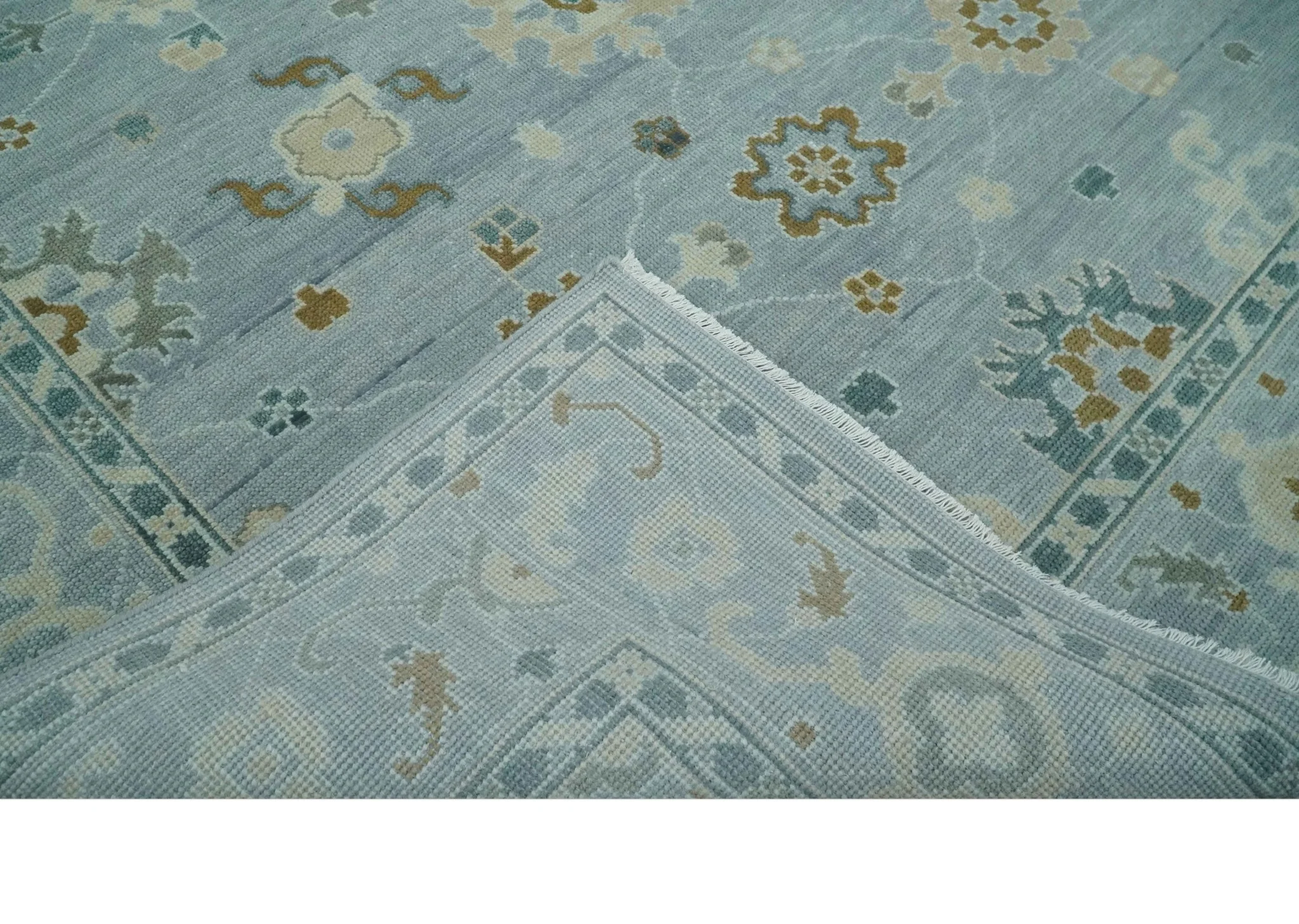 Antique Silver Multi Size Hand Knotted Turkish Style Oushak Traditional Area Rug, Living Room Rug - Image 8