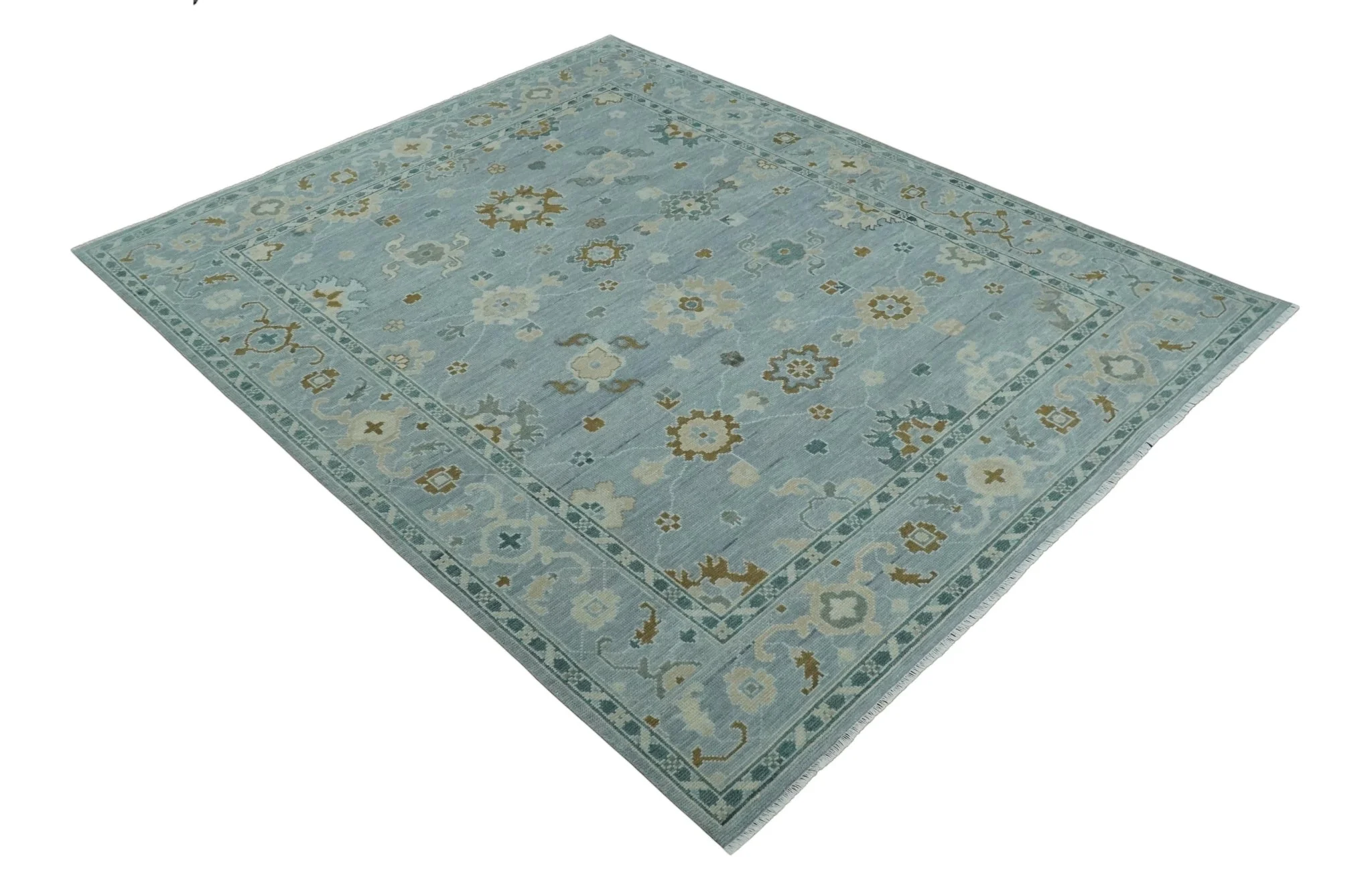 Antique Silver Multi Size Hand Knotted Turkish Style Oushak Traditional Area Rug, Living Room Rug - Image 9