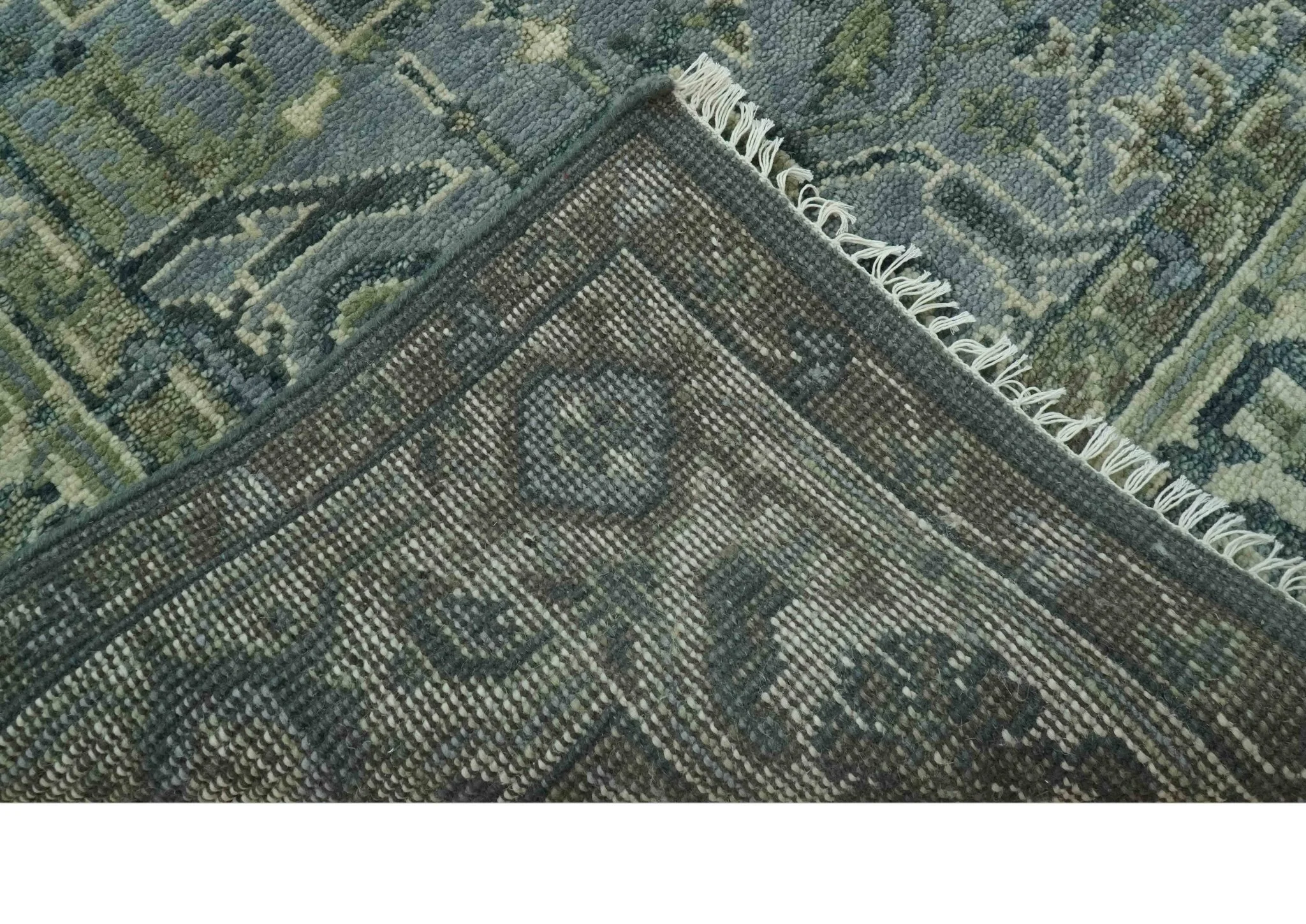 Hand Knotted Ivory, and Shades of Gray Traditional Custom made wool rug - Image 7