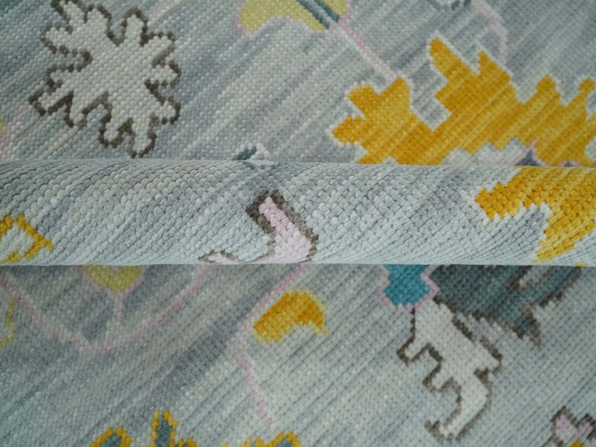 Modern Oushak Multi Size Silver and Teal Vibrant Colorful Hand knotted Wool Area Rug - Image 2