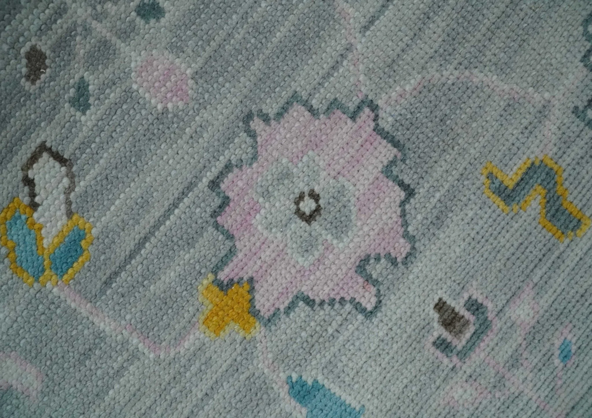 Modern Oushak Multi Size Silver and Teal Vibrant Colorful Hand knotted Wool Area Rug - Image 3