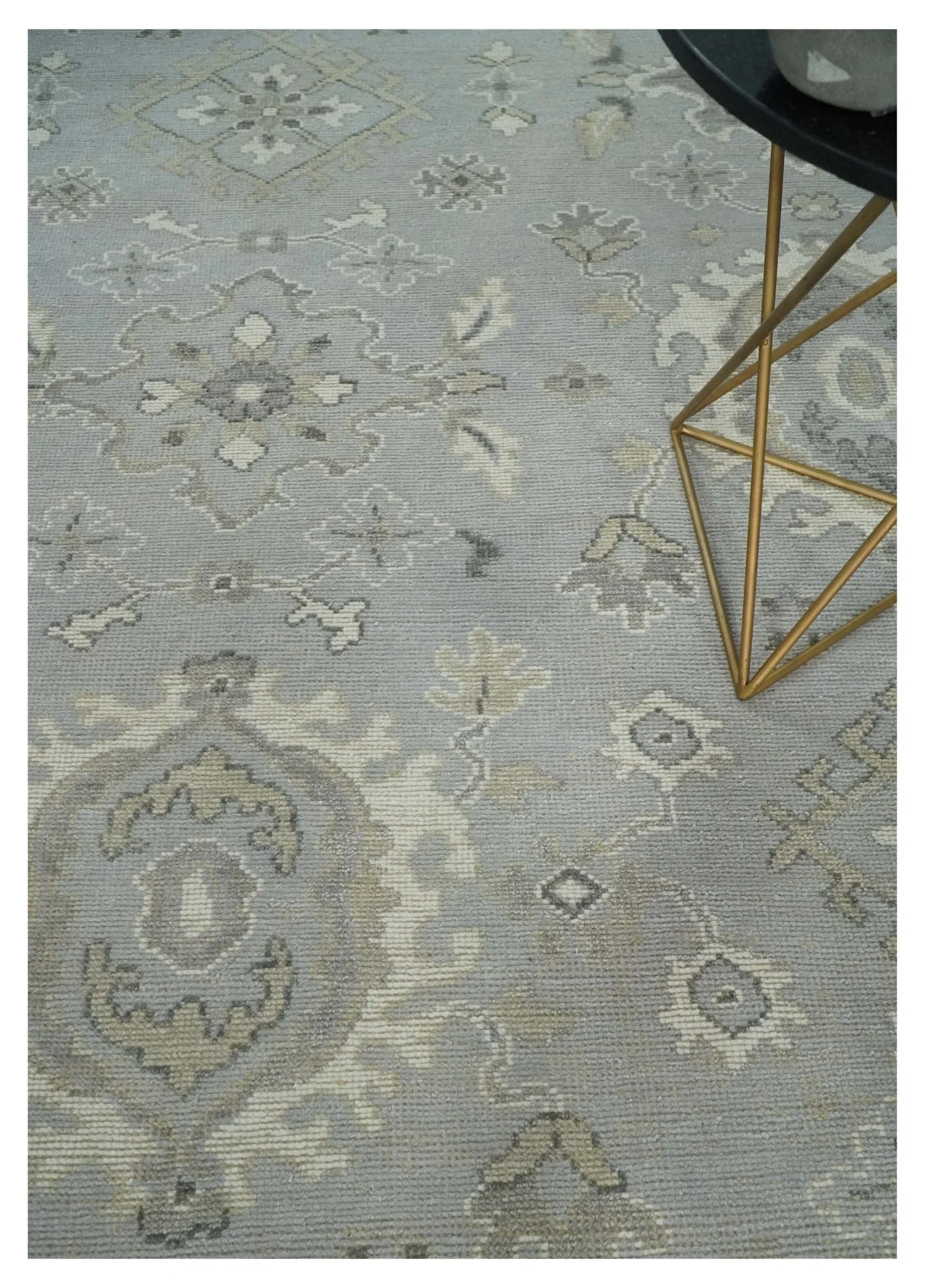 Antique Style Pastel Silver, Beige and Gray Low Pile Multi Size Oushak wool Area Rug - Image 2