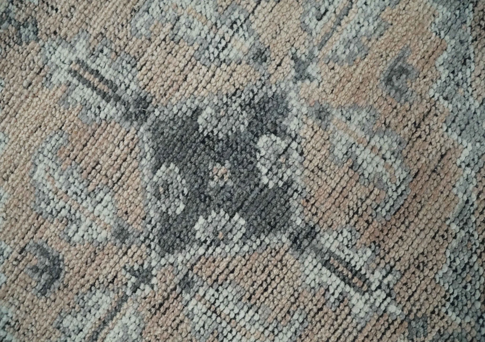 Custom Made Antique Style Peach, Ivory and Charcoal Hand knotted Traditional Wool Rug - Image 4