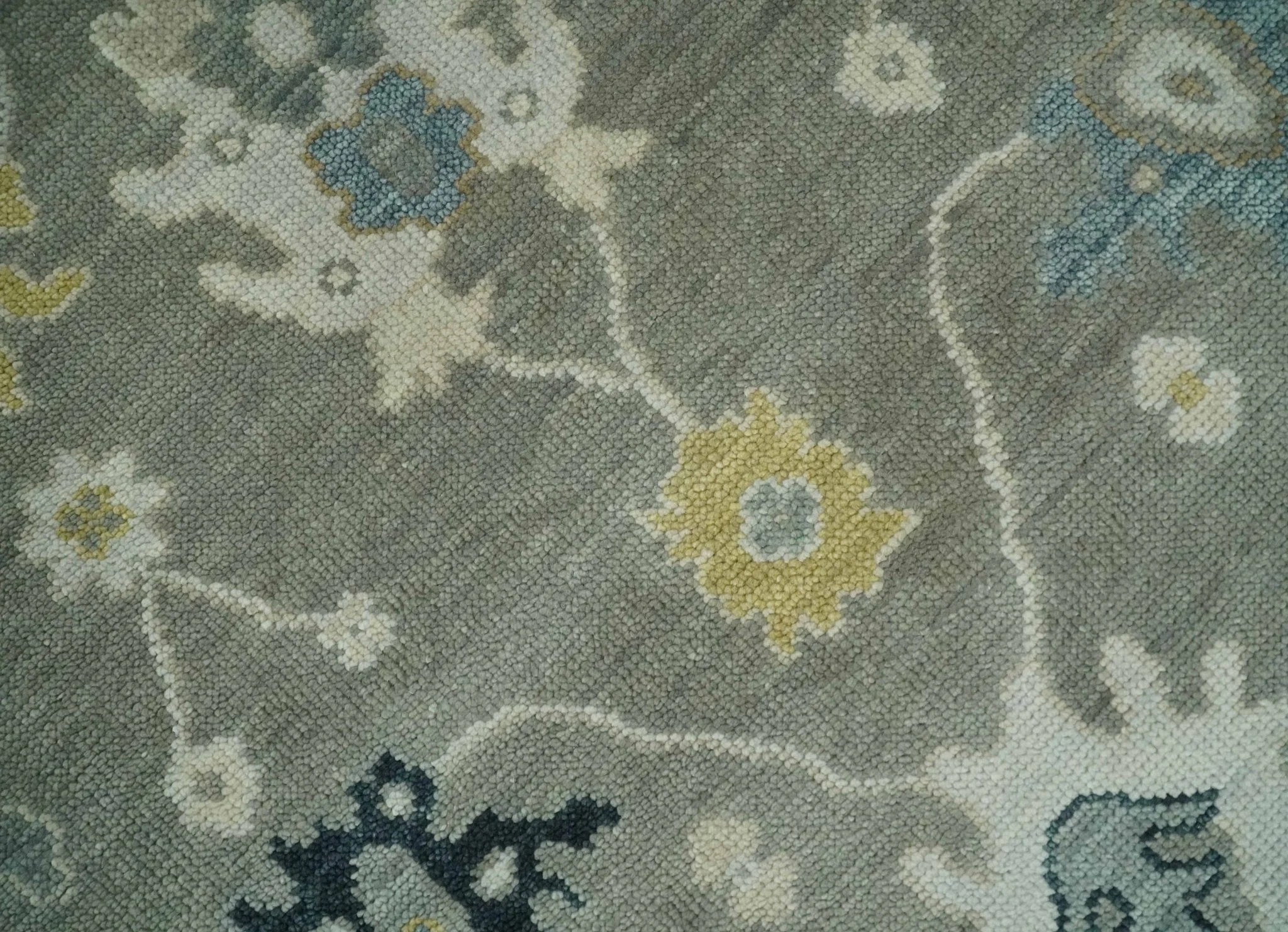 Antique look Taupe Silver and Beige Traditional Oushak Custom Made Wool Area Rug - Image 4