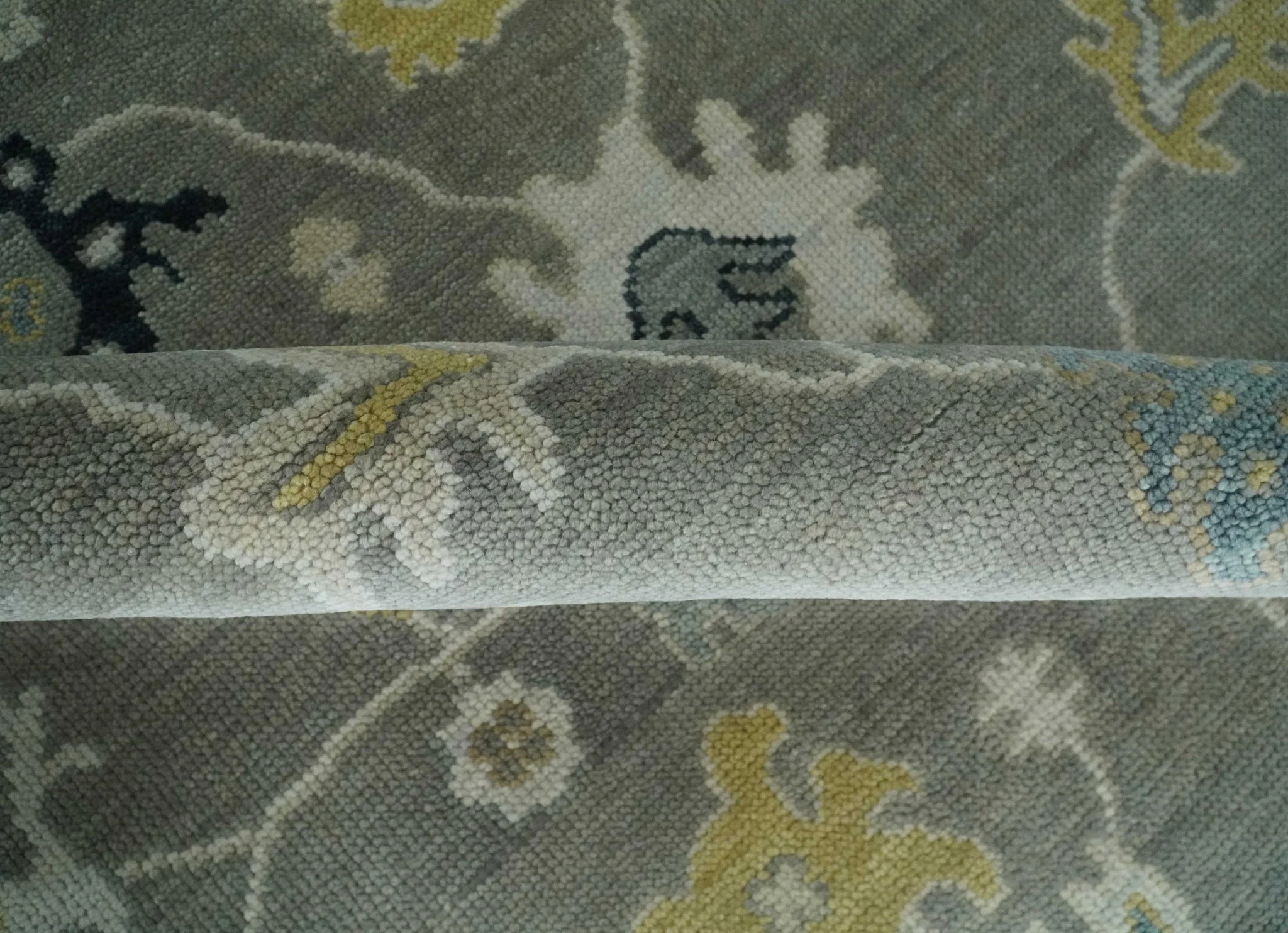 Antique look Taupe Silver and Beige Traditional Oushak Custom Made Wool Area Rug - Image 6