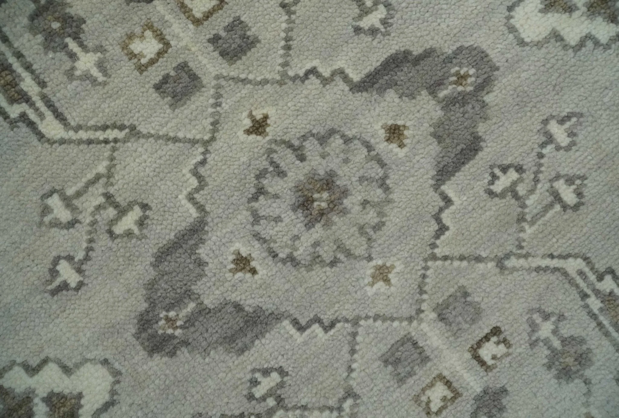 Antique Style Custom Made Traditional Silver and Brown Oriental Oushak Wool Area Rug - Image 5