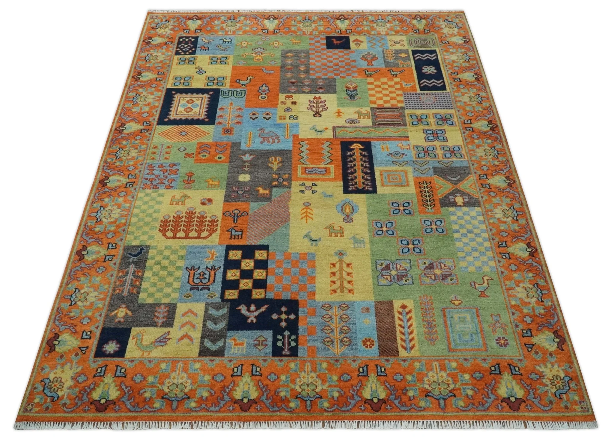 Hand knotted Traditional Antique Tribal Style Gabbeh Design Wool Area Rug - Image 10