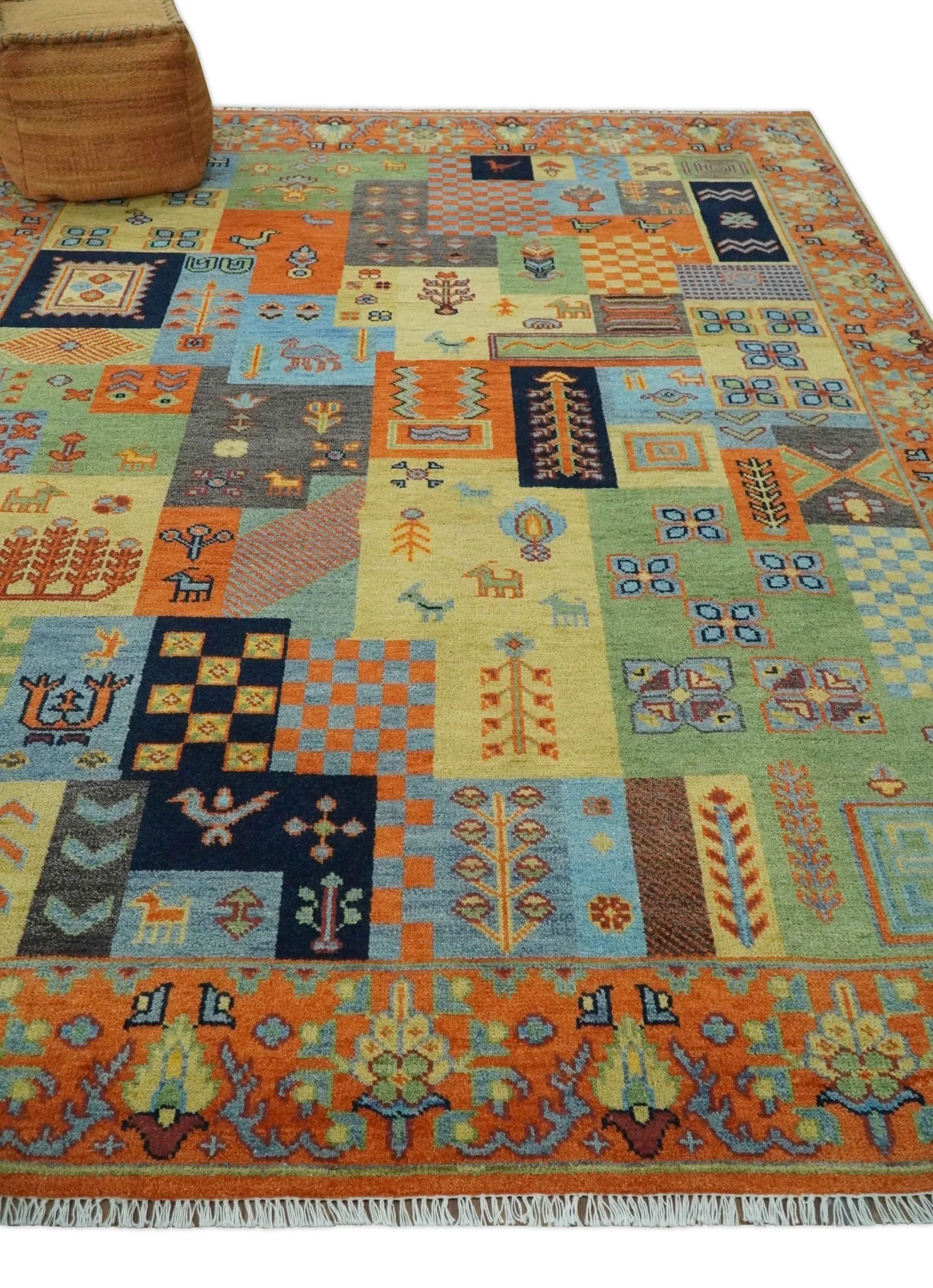 Hand knotted Traditional Antique Tribal Style Gabbeh Design Wool Area Rug - Image 3