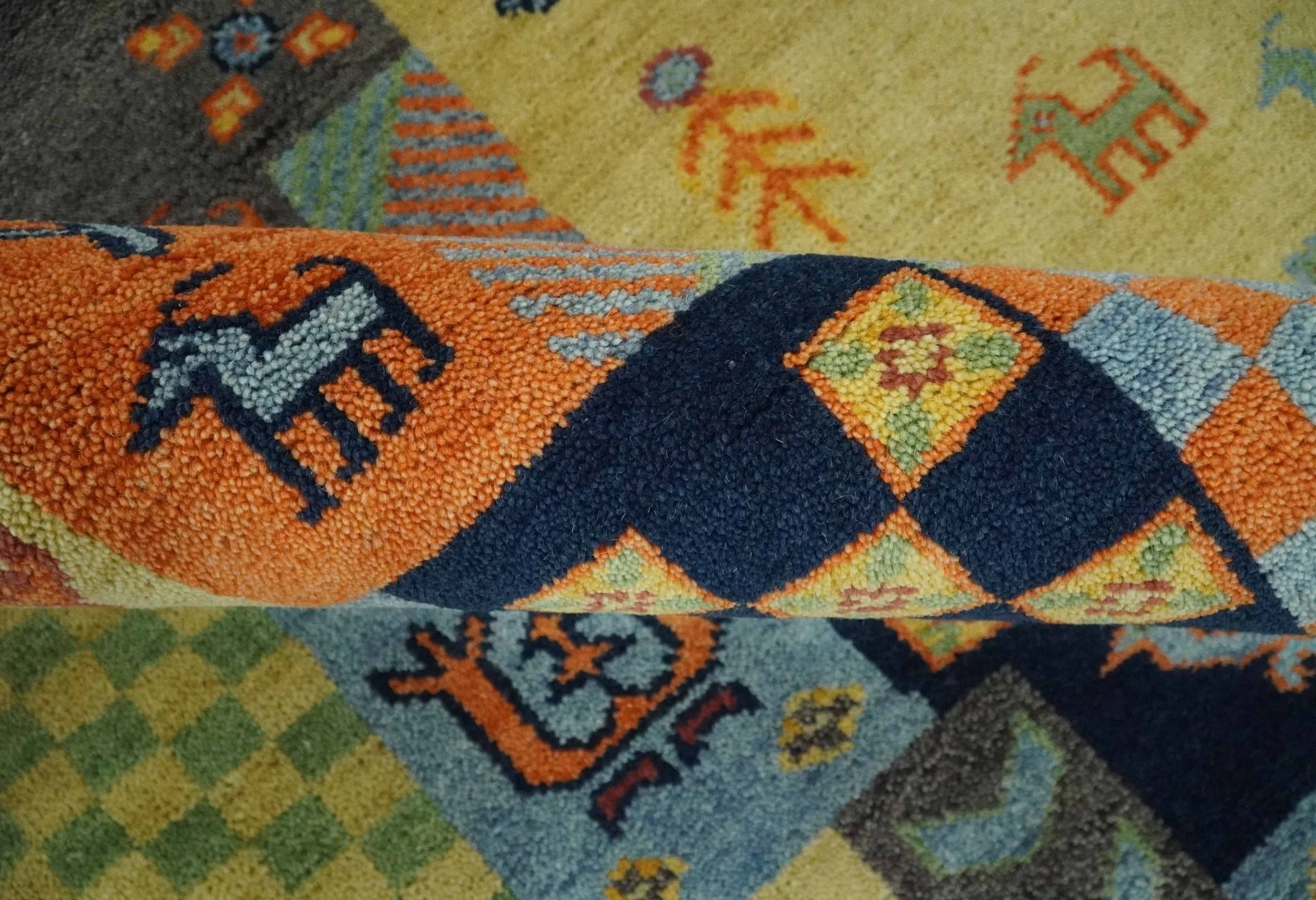 Hand knotted Traditional Antique Tribal Style Gabbeh Design Wool Area Rug - Image 6