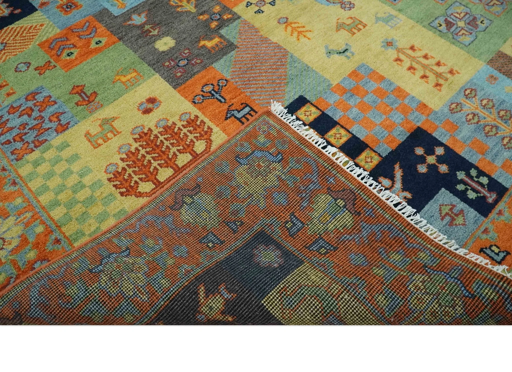 Hand knotted Traditional Antique Tribal Style Gabbeh Design Wool Area Rug - Image 7