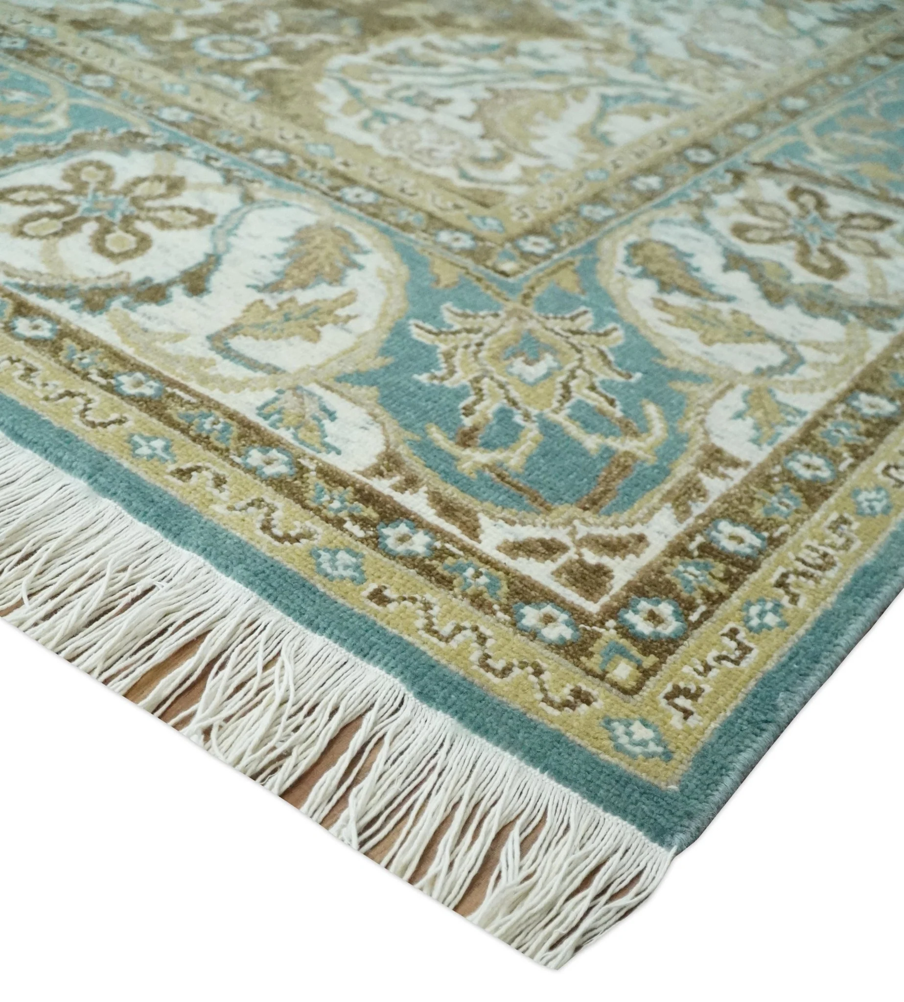Antique Turkish 8x10 Hand Knotted Brown, Ivory and Blue Persian Rug | AC20810 - Image 5