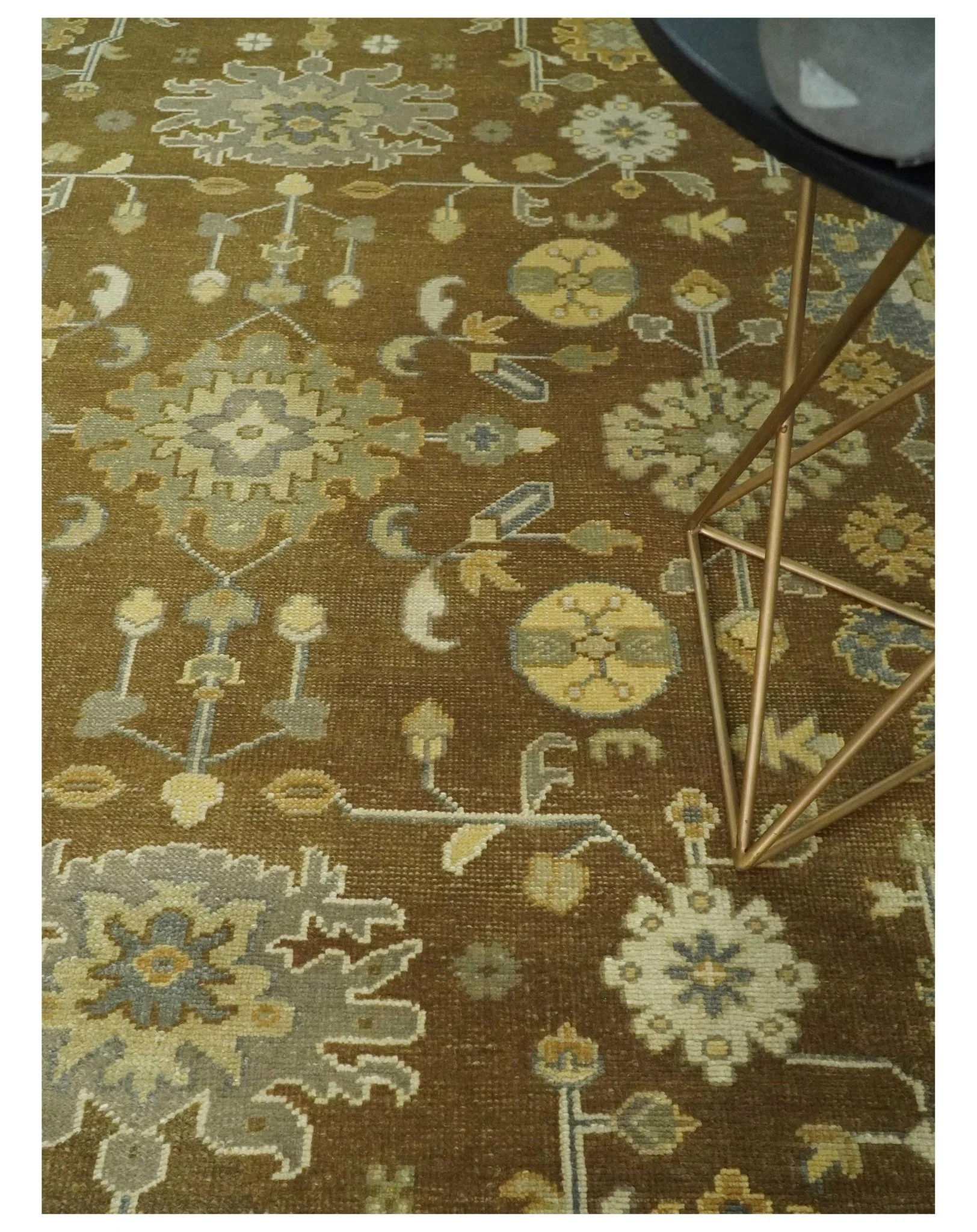 Antique Turkish Oushak 8x10 Hand Knotted Brown and Gray Persian Rug | AC23810 - Image 2
