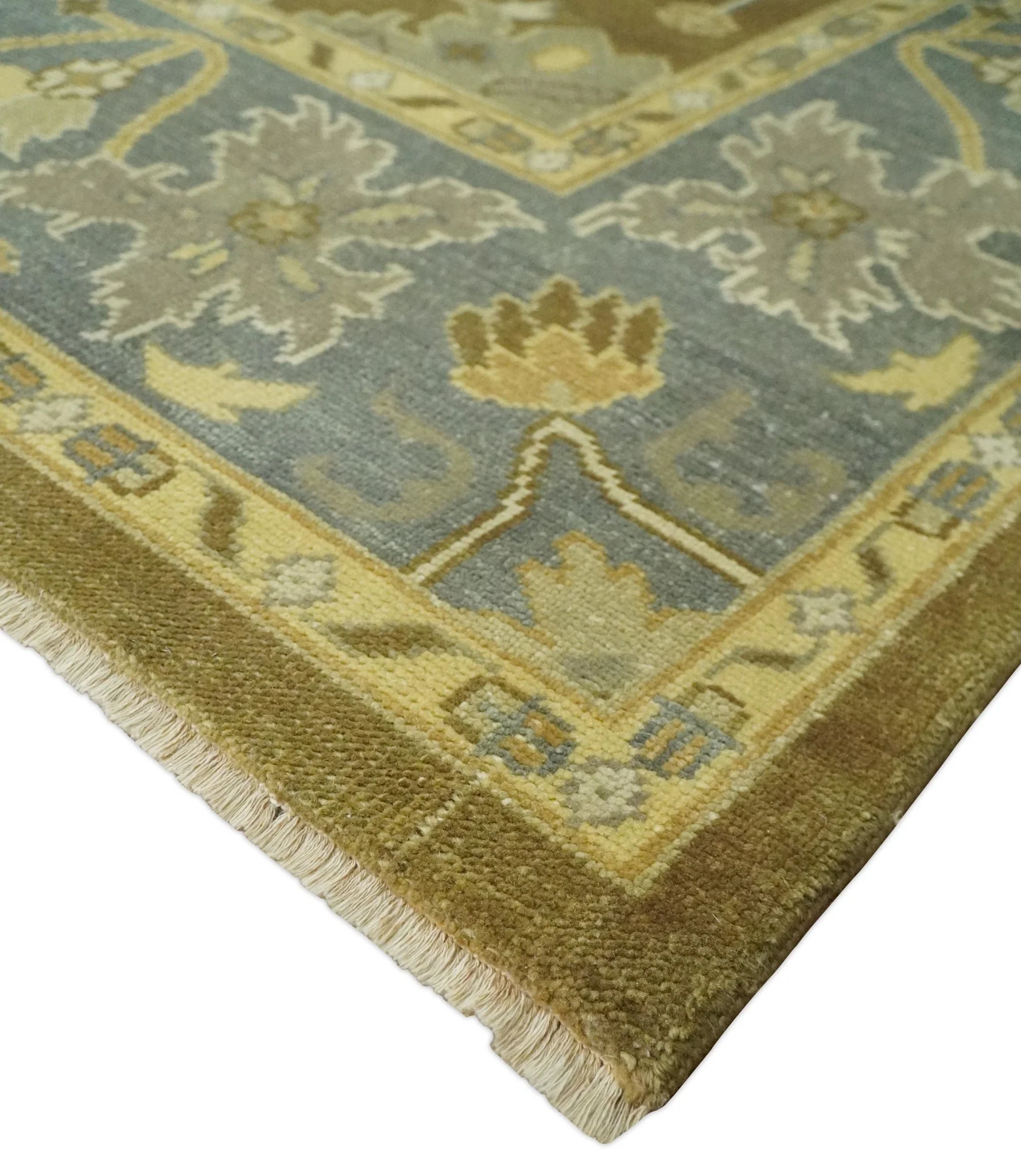 Antique Turkish Oushak 8x10 Hand Knotted Brown and Gray Persian Rug | AC23810 - Image 5