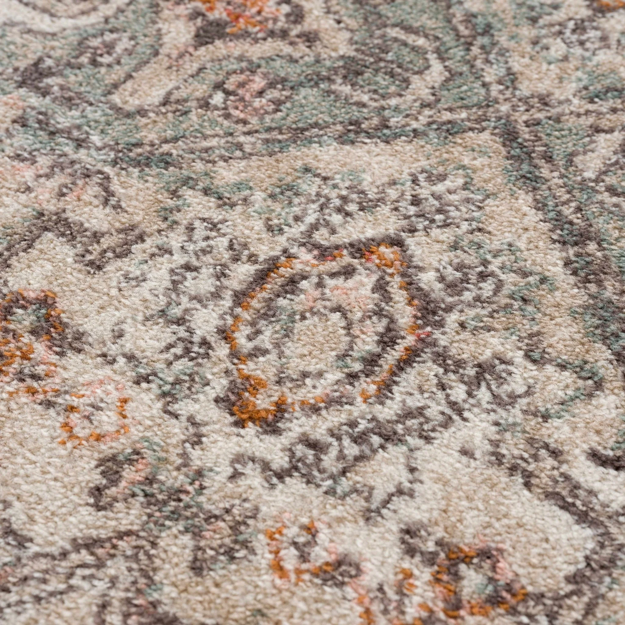 Vintage Look Green, Beige, Silver and Pink Machine Woven Area Rug - Image 12