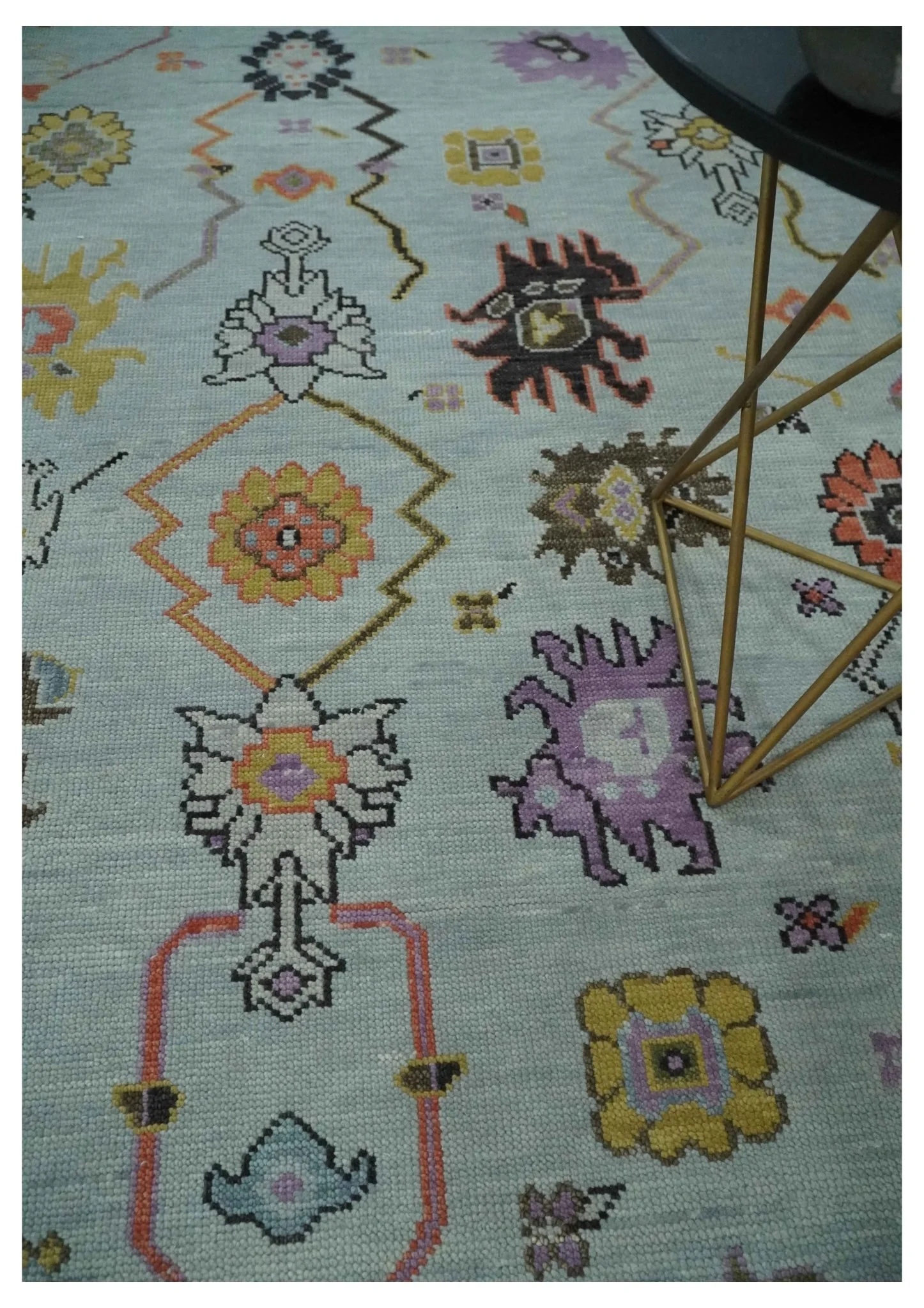 Custom Made Aqua and Green Hand knotted Traditional Oushak wool area Rug - Image 2