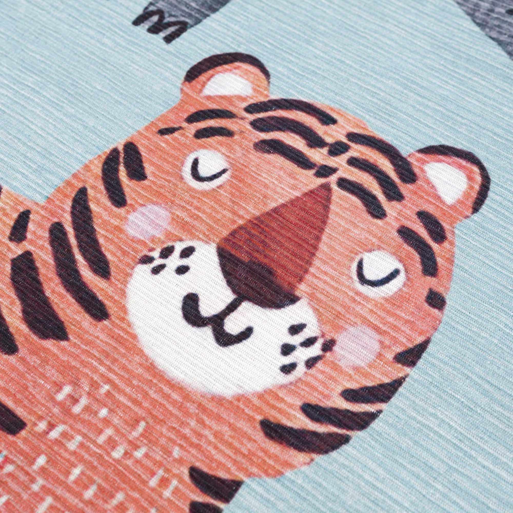 Aqua Colorful Animal Jungle Printed Washable Kids Rug - Image 8