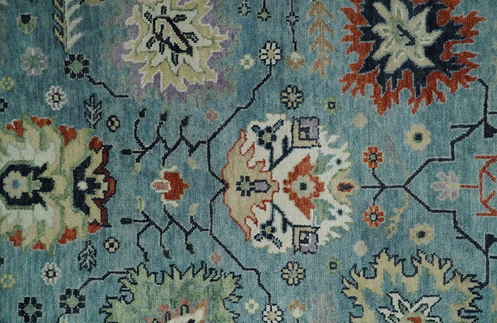 Blue, Ivory and Beige 8x10 and 9x12 Hand knotted Traditional Oushak Wool Area Rug - Image 4
