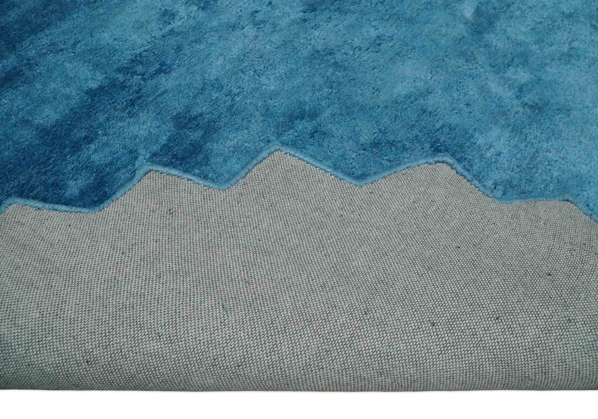Art Silk 4x4 Round Modern Blue  blended Art Silk Rug entryway, bedside rug - Image 5