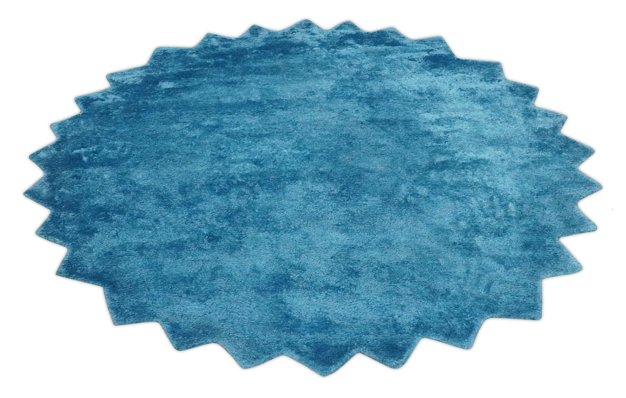 Art Silk 4x4 Round Modern Blue  blended Art Silk Rug entryway, bedside rug - Image 7
