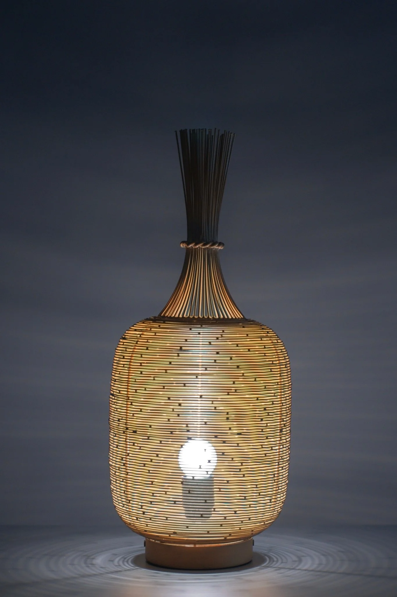 Handcrafted Rustic Brown Metal Wired Table Lamp - Image 3