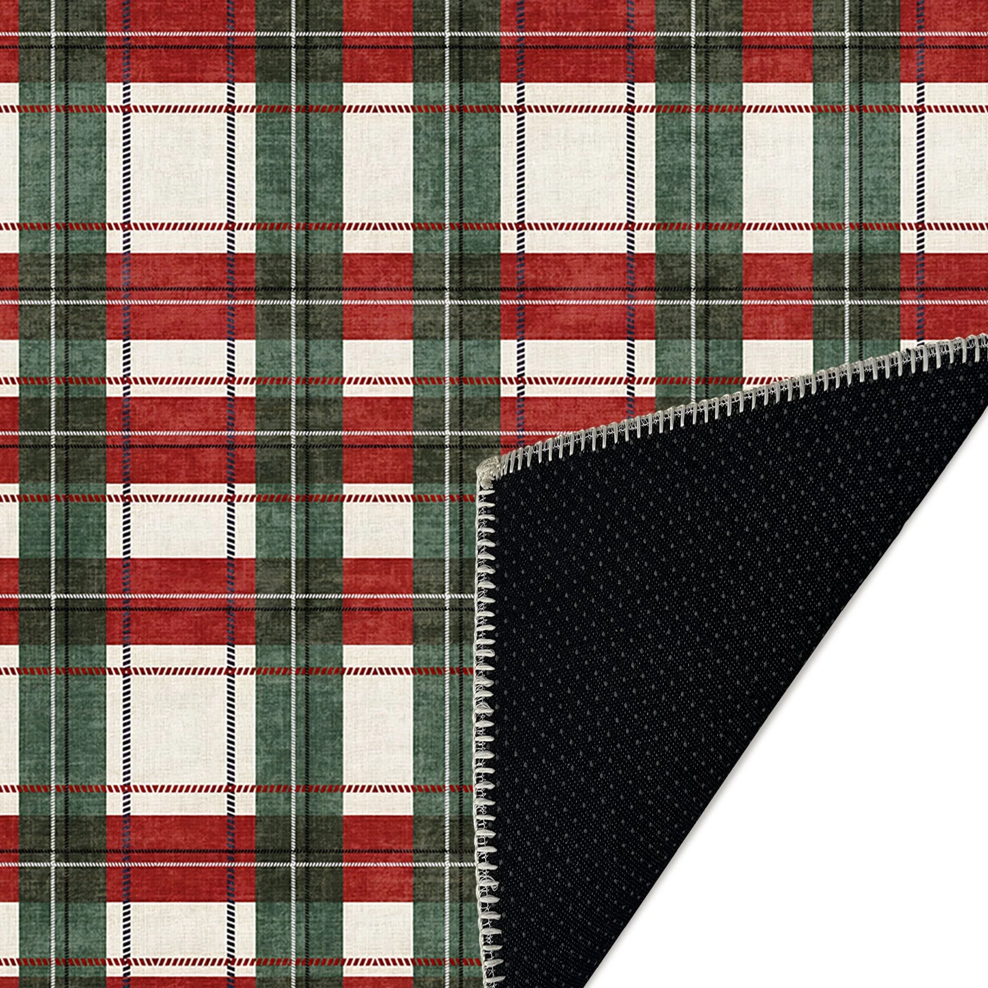 Avyra Red And Green Cotton Machine Washable Area Rug - Image 6