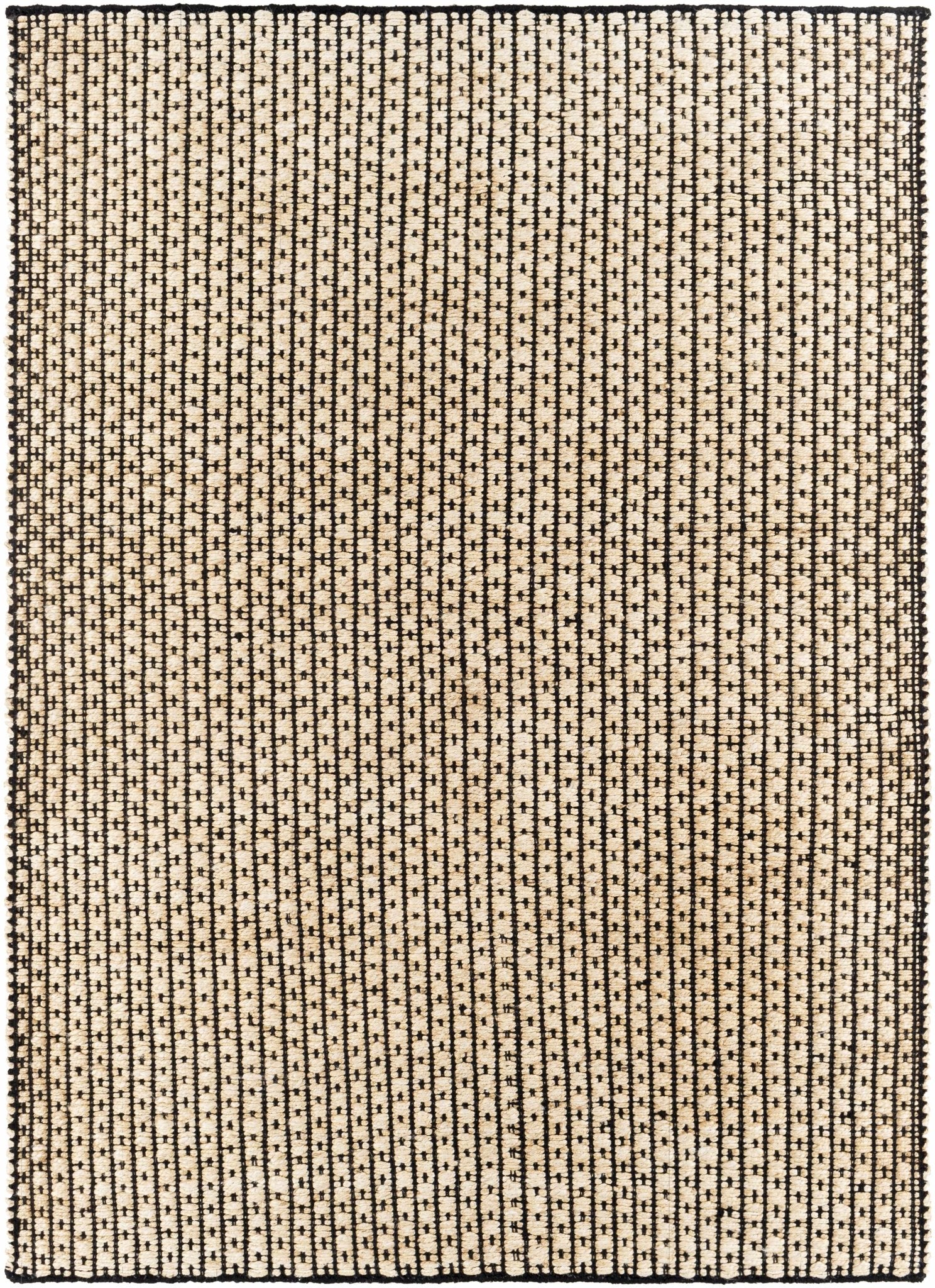 Beige And Black Hand Woven Natural Jute Rug - Image 2