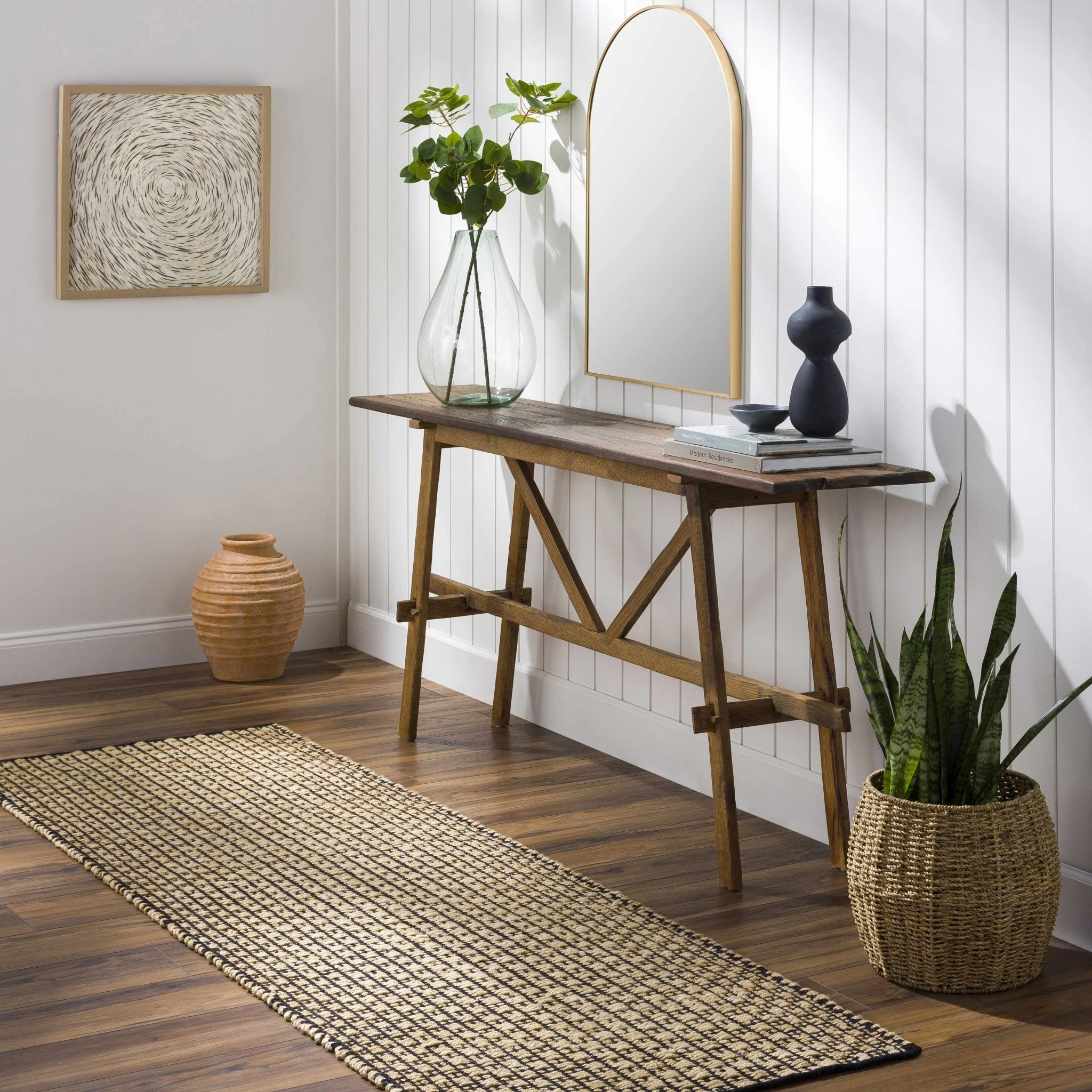 Beige And Black Hand Woven Natural Jute Rug - Image 3