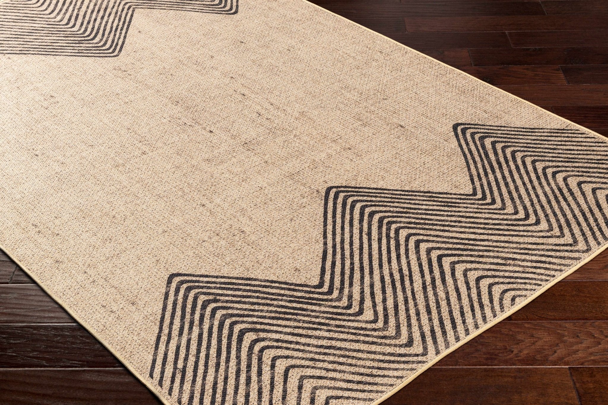 Beige And Black Modern Style Jutely Rug - Image 4