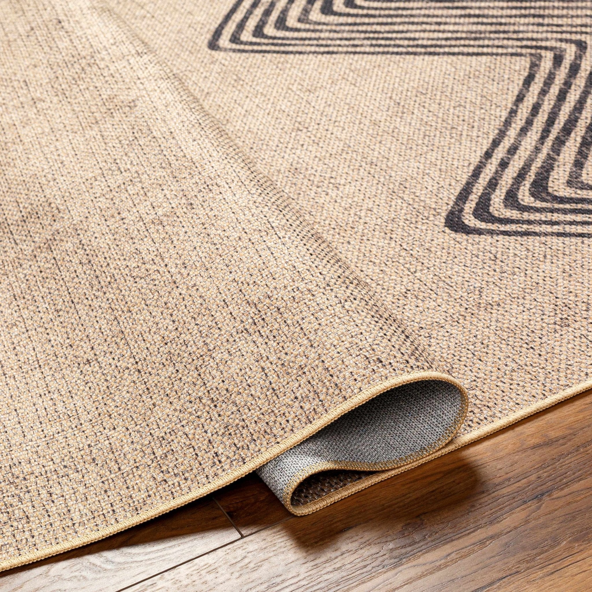 Beige And Black Modern Style Jutely Rug - Image 6