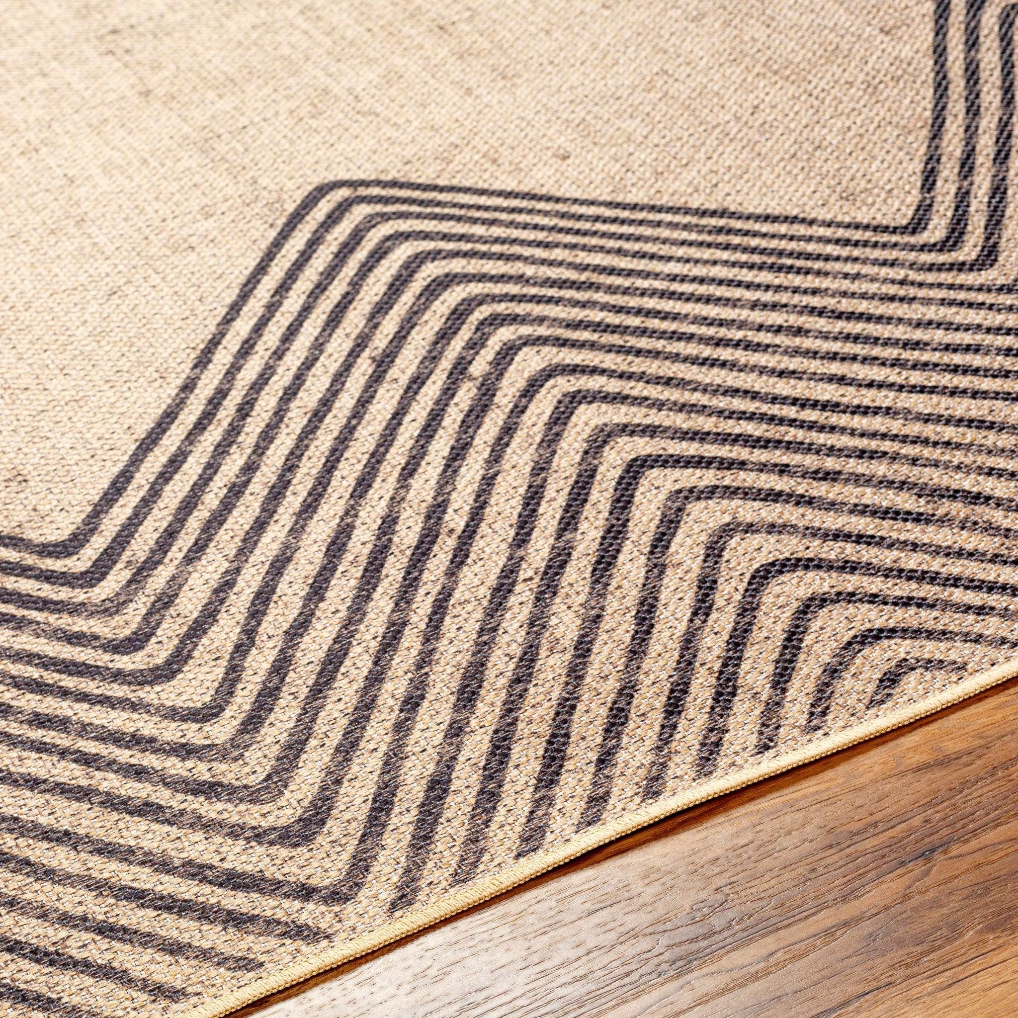Beige And Black Modern Style Jutely Rug - Image 7