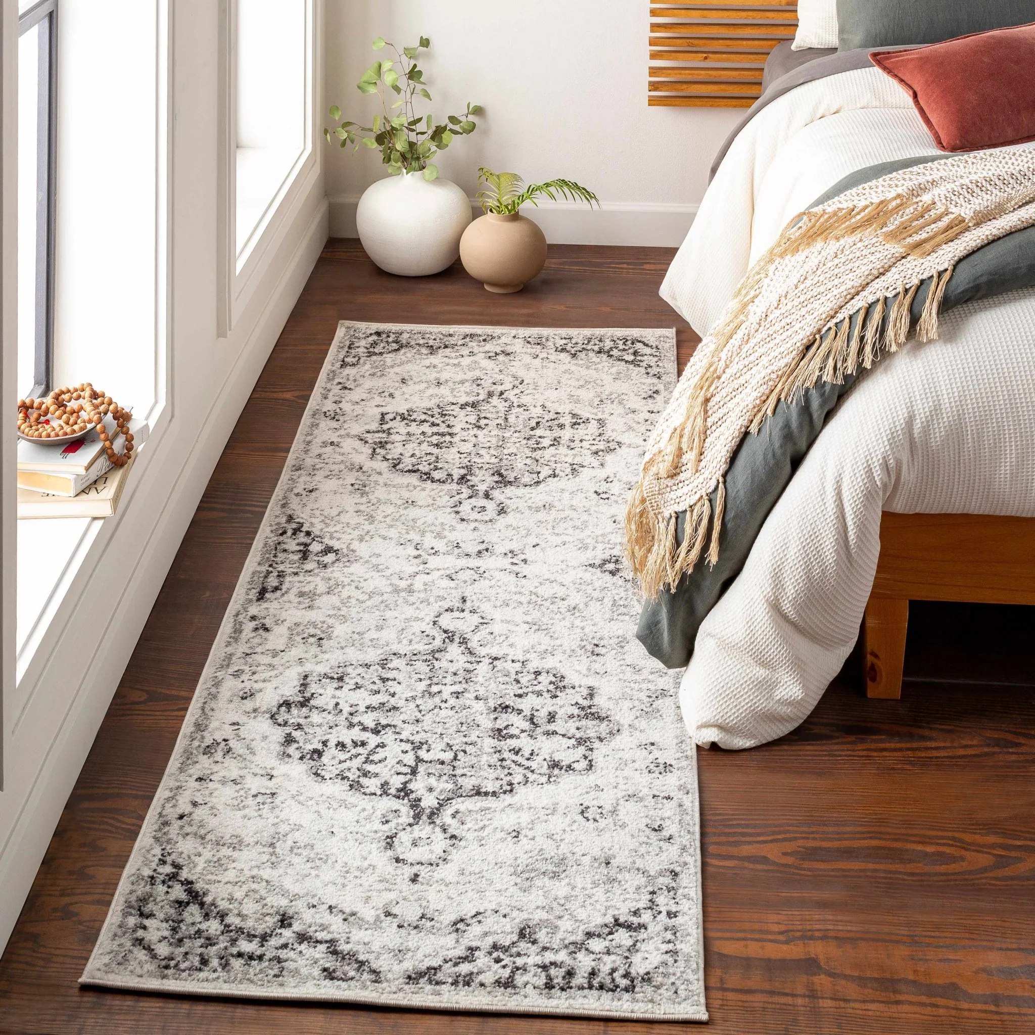 Beige and Black Traditional Medallion area rug - Image 11