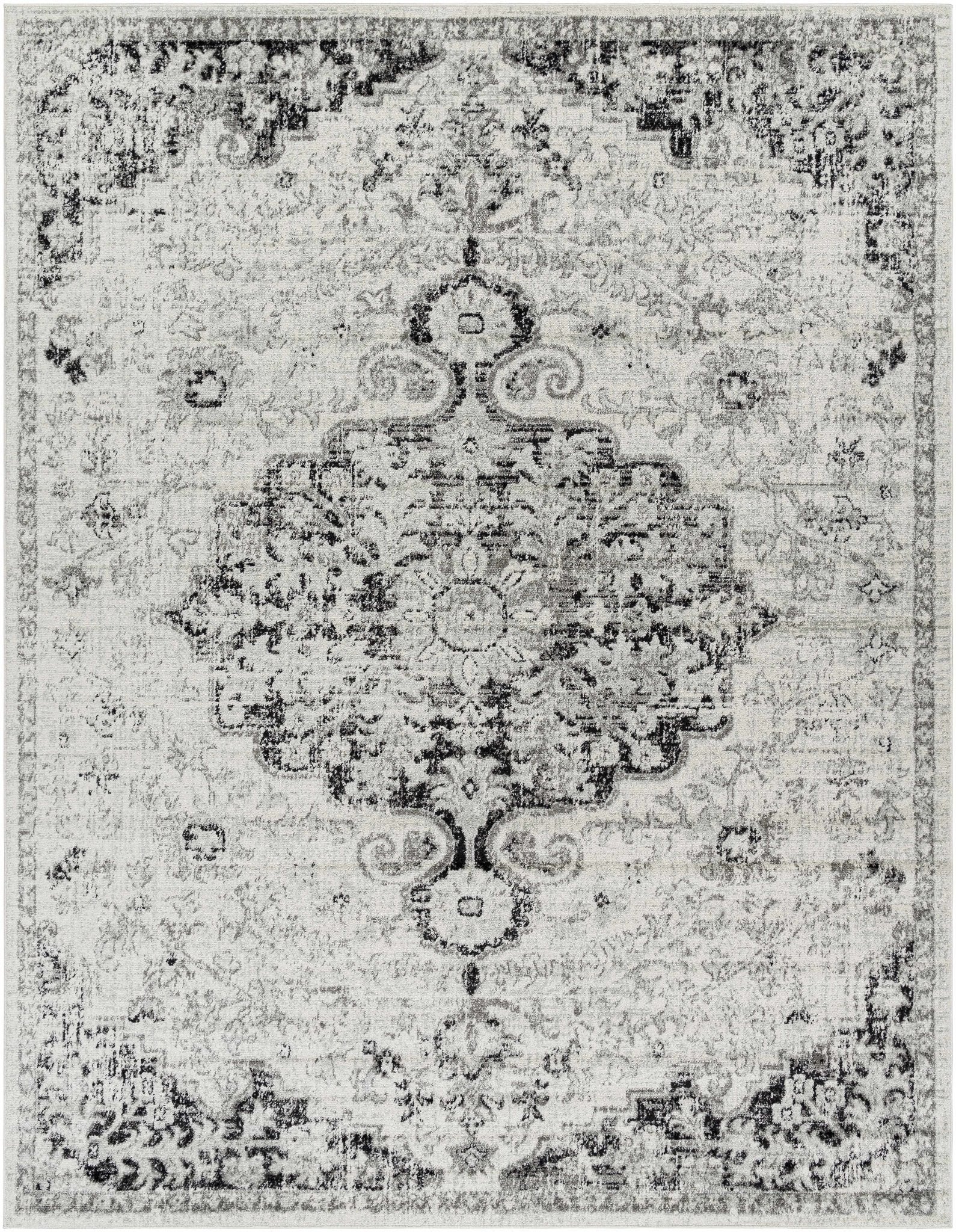 Beige and Black Traditional Medallion area rug - Image 12