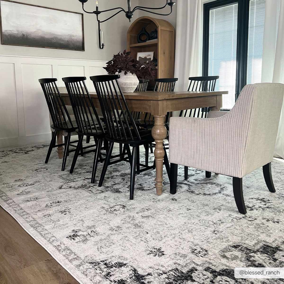 Beige and Black Traditional Medallion area rug - Image 15