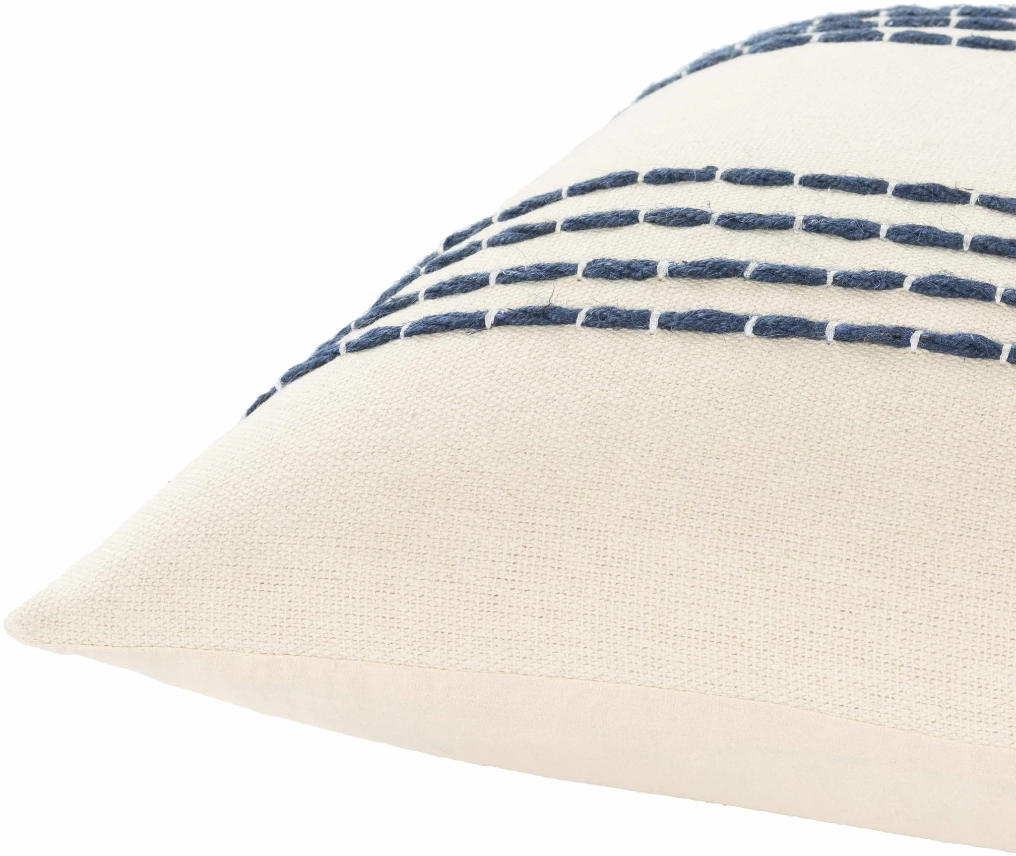 Beige and Blue Stripe Design Square Throw Pillow - Image 2
