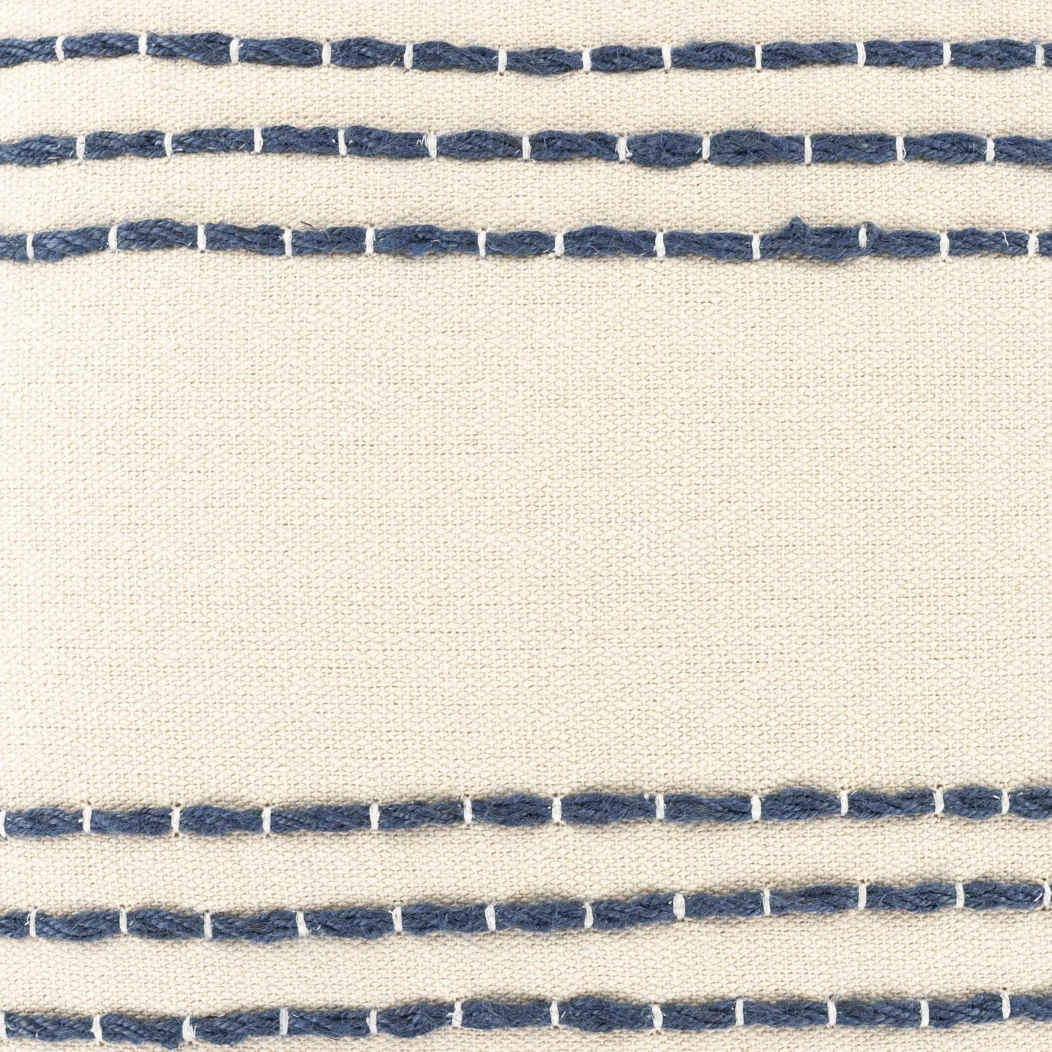 Beige and Blue Stripe Design Square Throw Pillow - Image 5