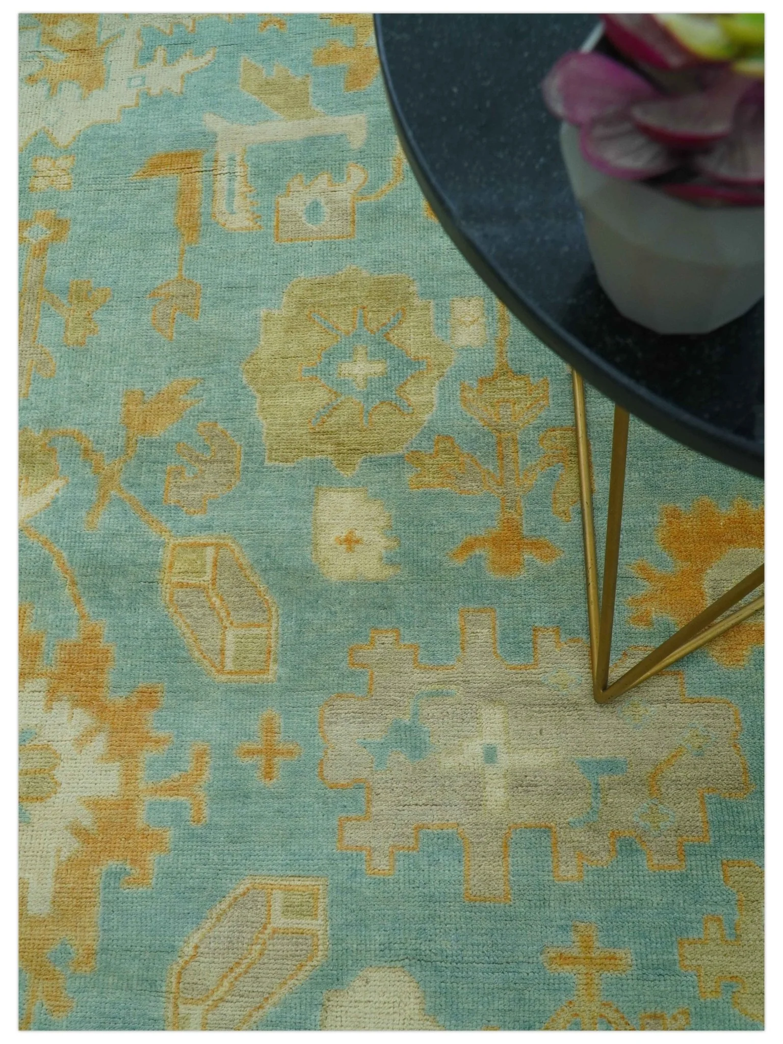 Beige And Blue Traditional 8x10 Hand Knotted Wool Area Rug - Image 3
