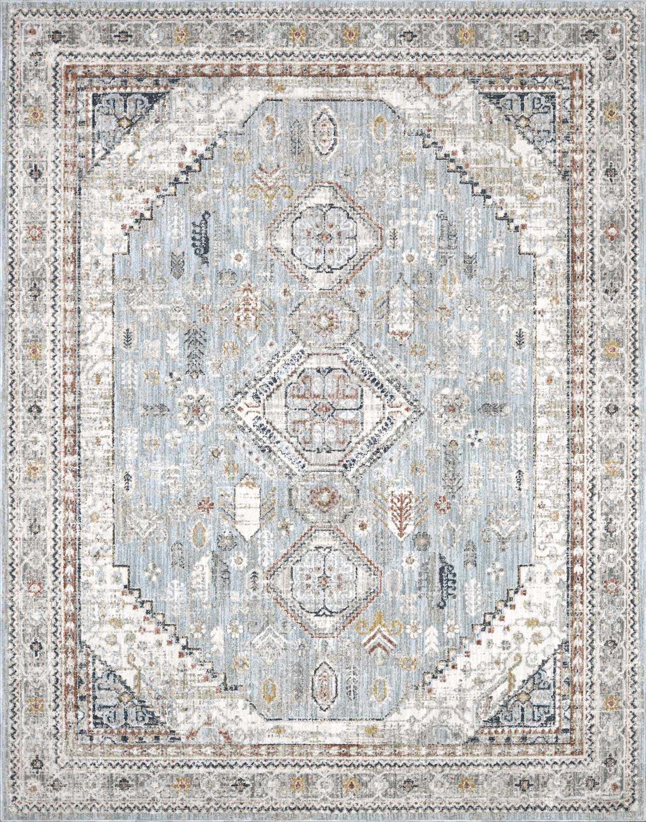 Beige And Blue Traditional Style  Area Rug - Image 2