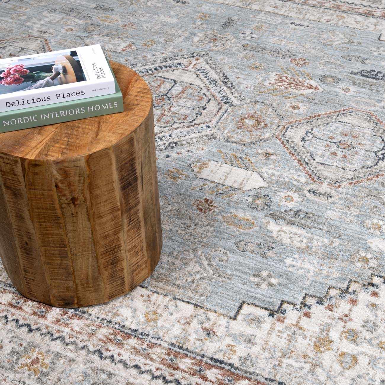 Beige And Blue Traditional Style  Area Rug - Image 4