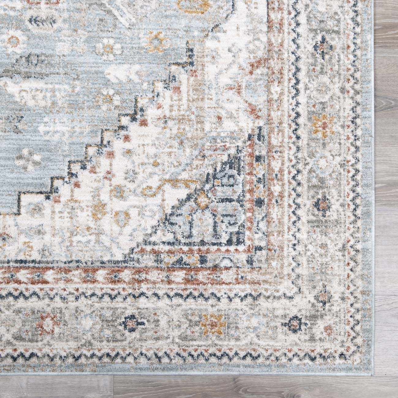 Beige And Blue Traditional Style  Area Rug - Image 7