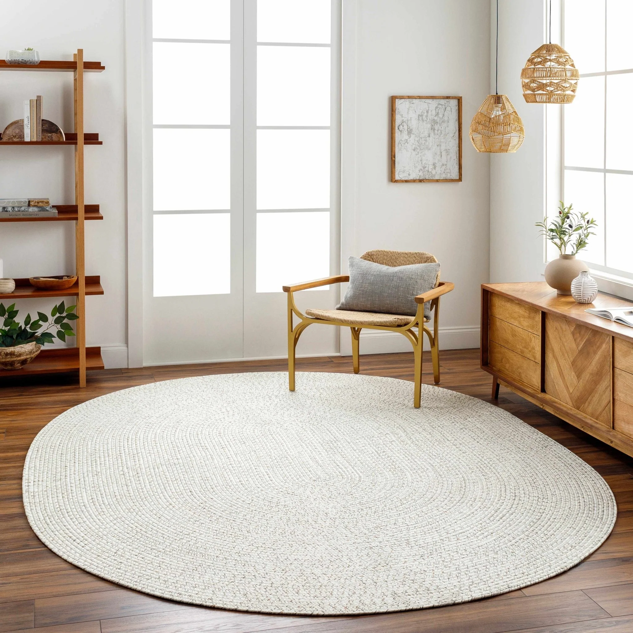 Beige and Brown Chevron Design Jute Braided Outdoor safe area Rug - Image 16