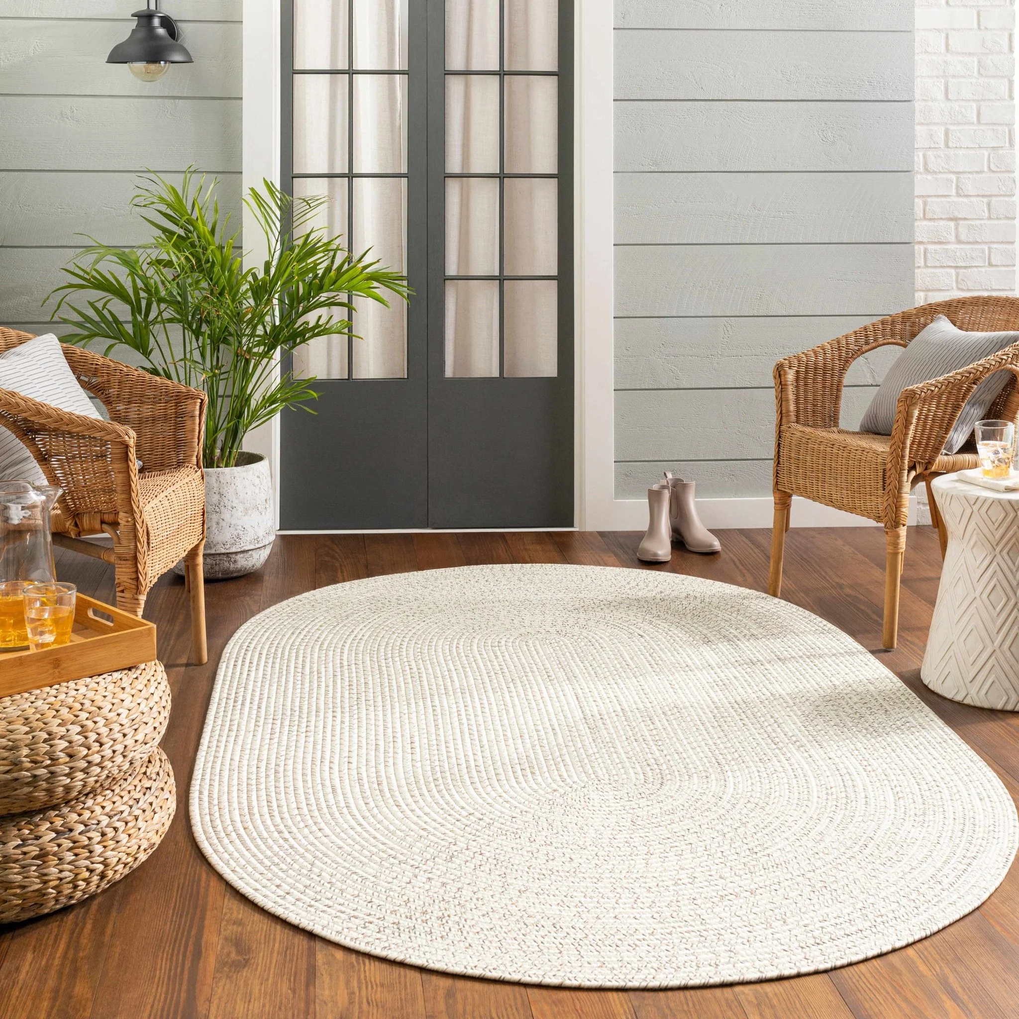 Beige and Brown Chevron Design Jute Braided Outdoor safe area Rug - Image 17