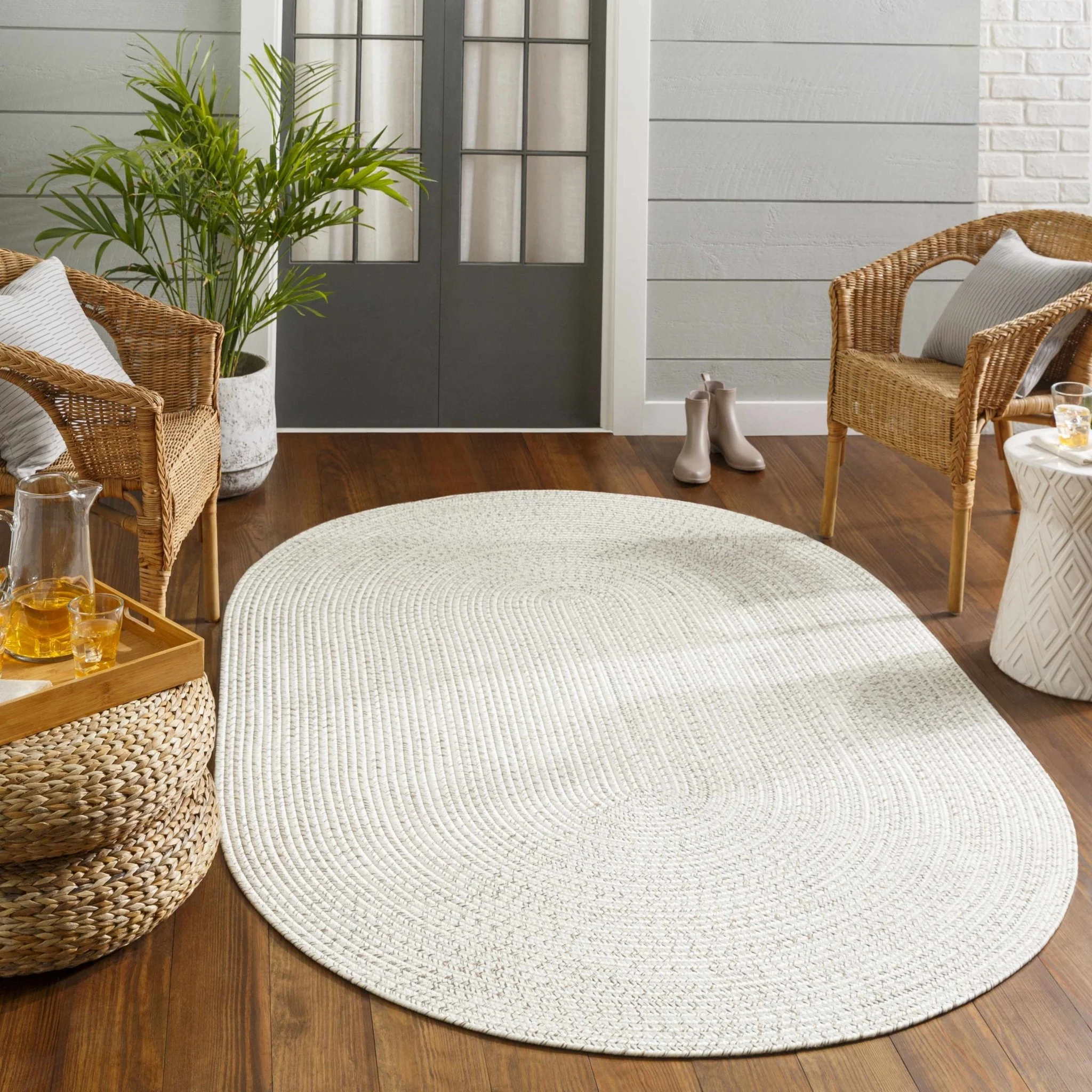 Beige and Brown Chevron Design Jute Braided Outdoor safe area Rug - Image 18