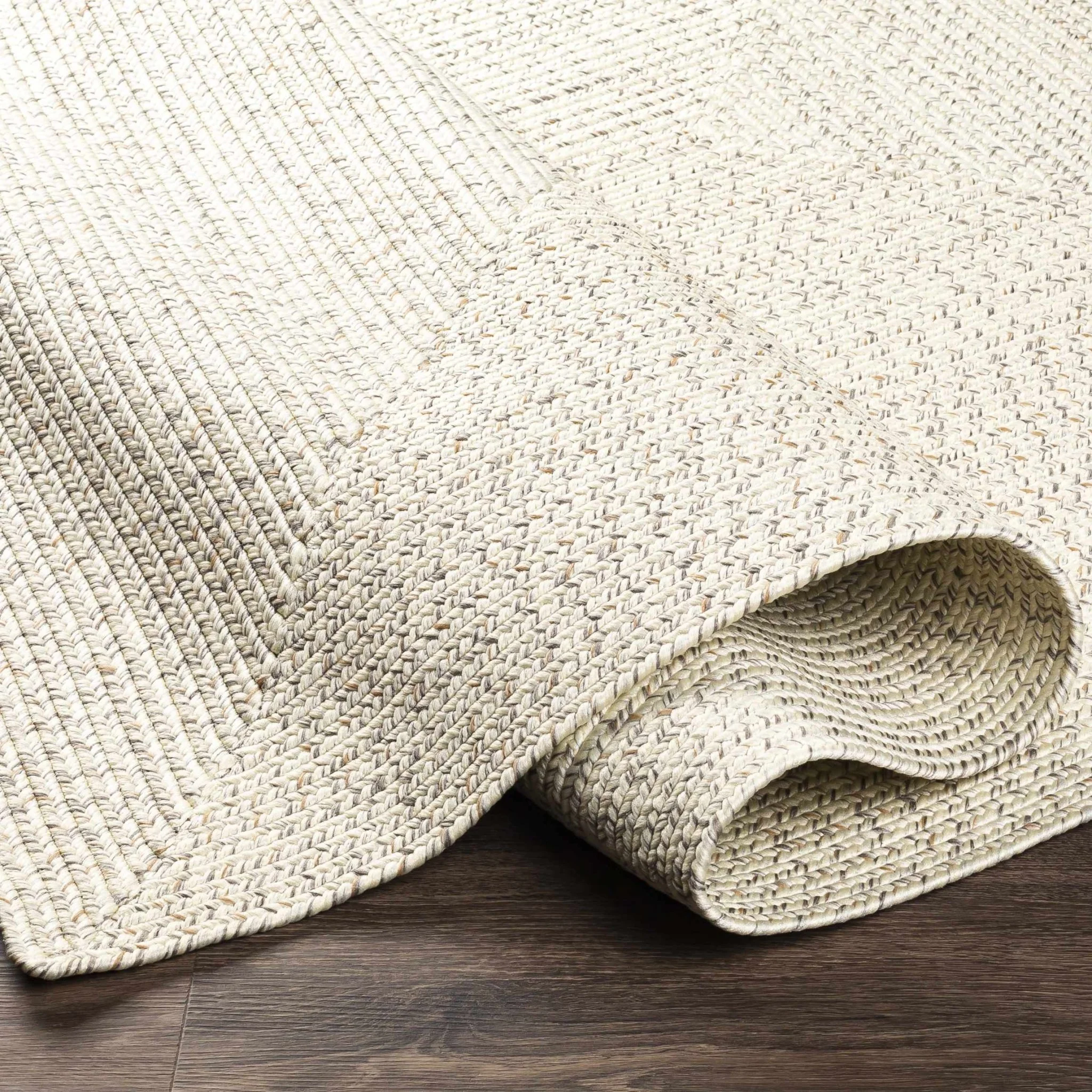 Beige and Brown Chevron Design Jute Braided Outdoor safe area Rug - Image 3