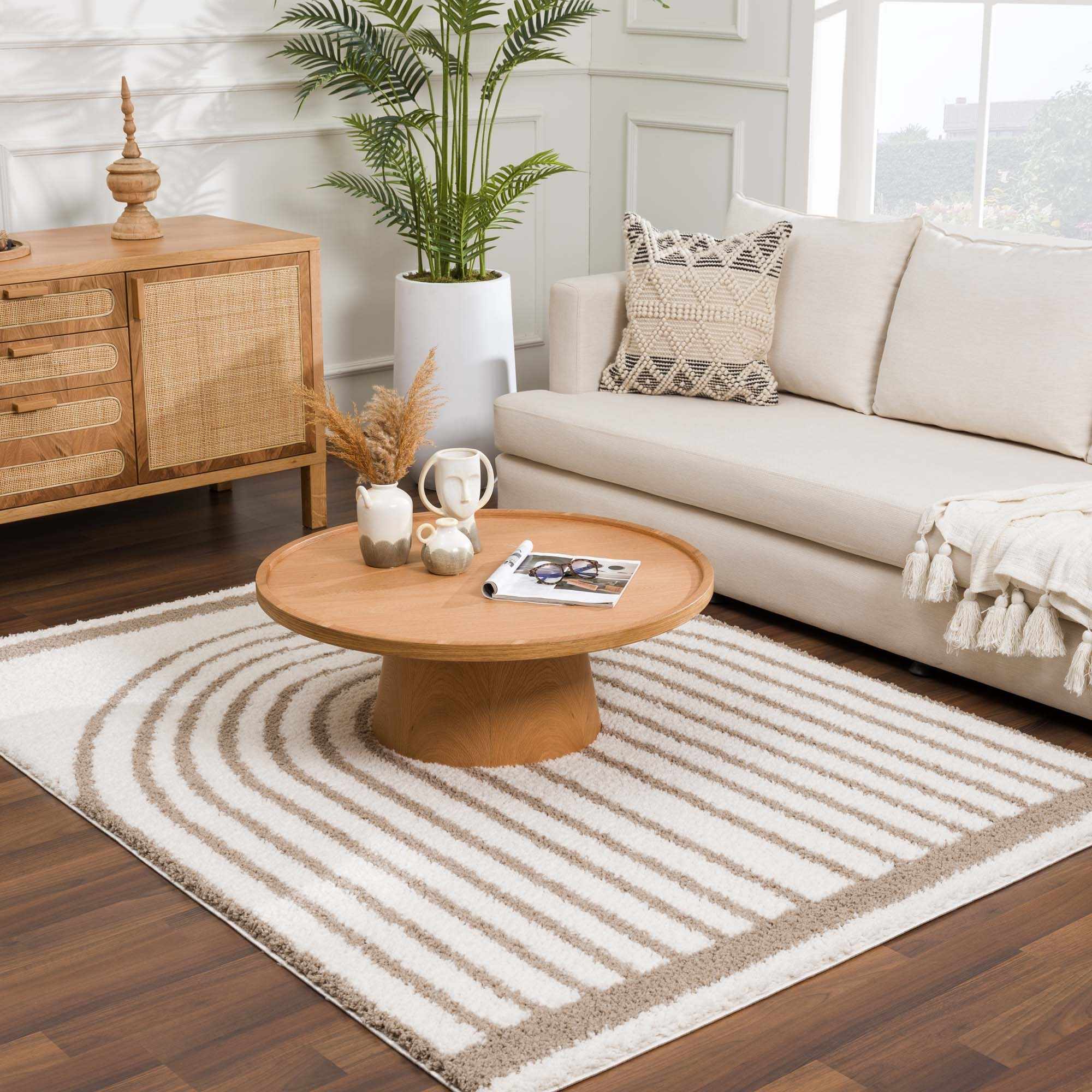 Beige And Brown Modern Style Area Rug - Image 13