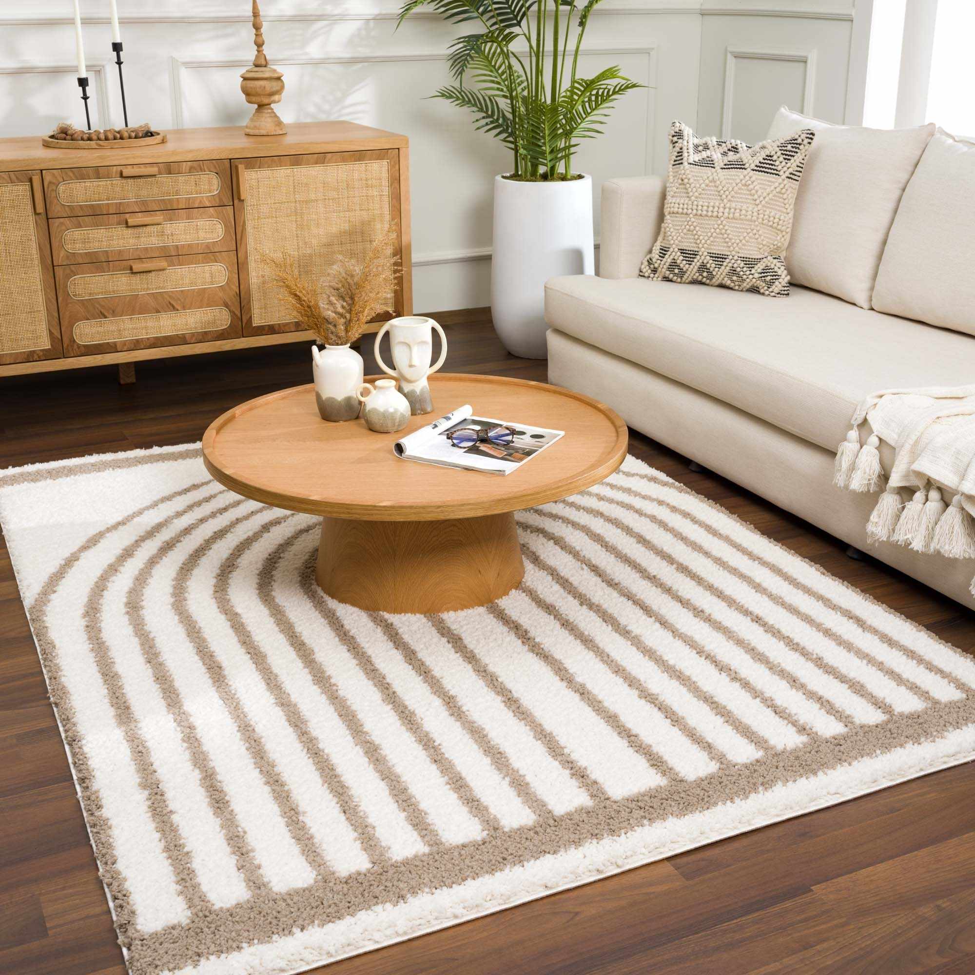 Beige And Brown Modern Style Area Rug - Image 14