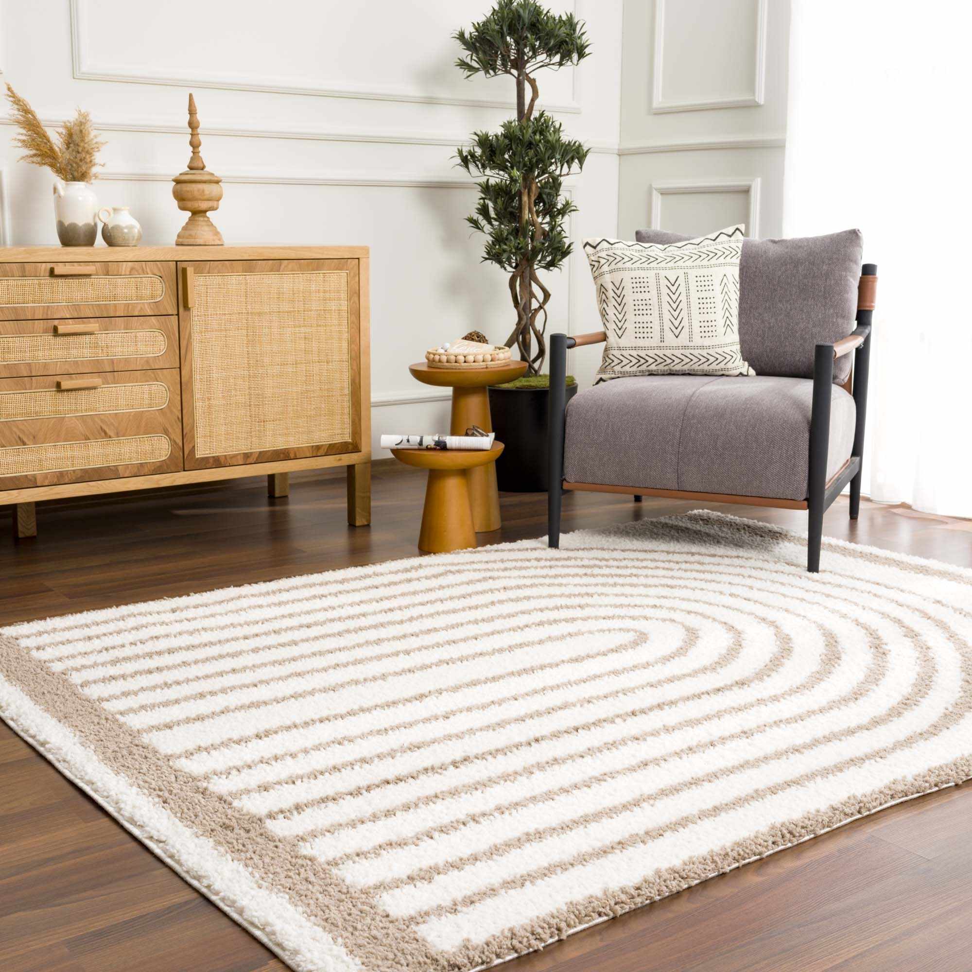 Beige And Brown Modern Style Area Rug - Image 15