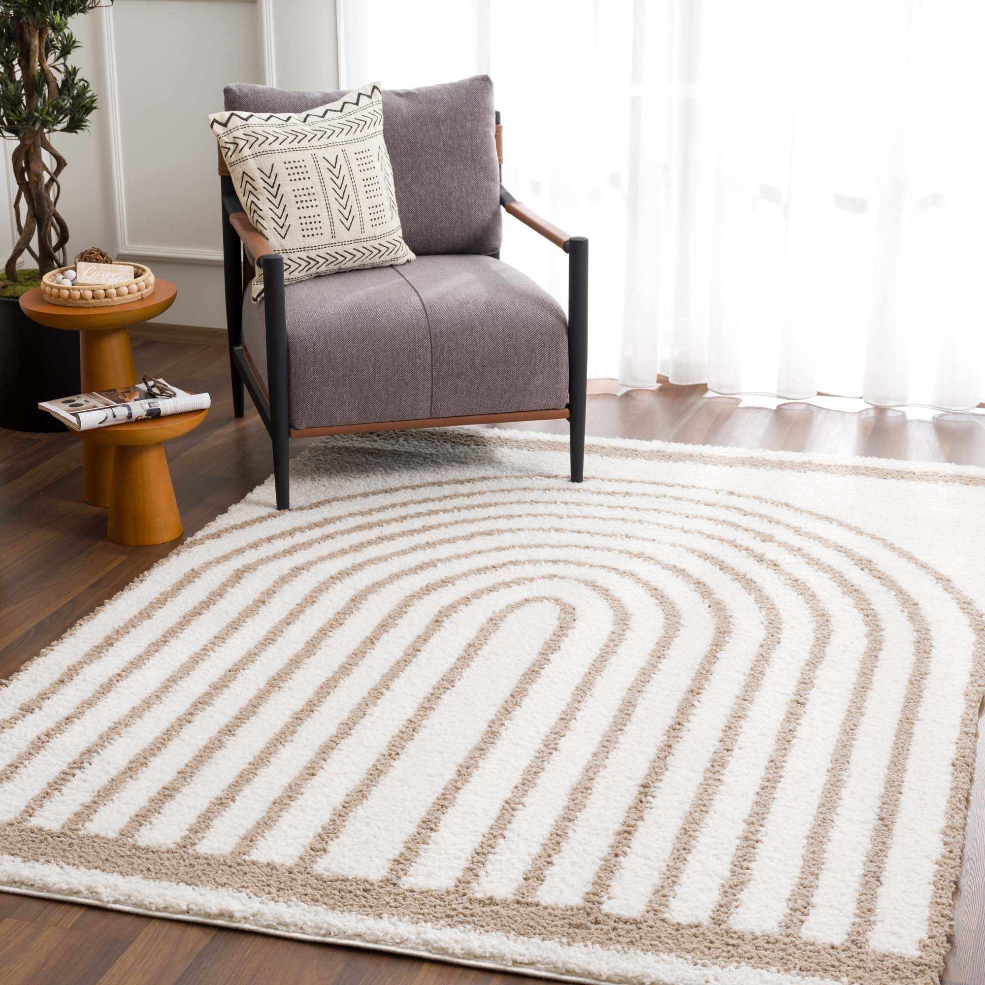 Beige And Brown Modern Style Area Rug - Image 4
